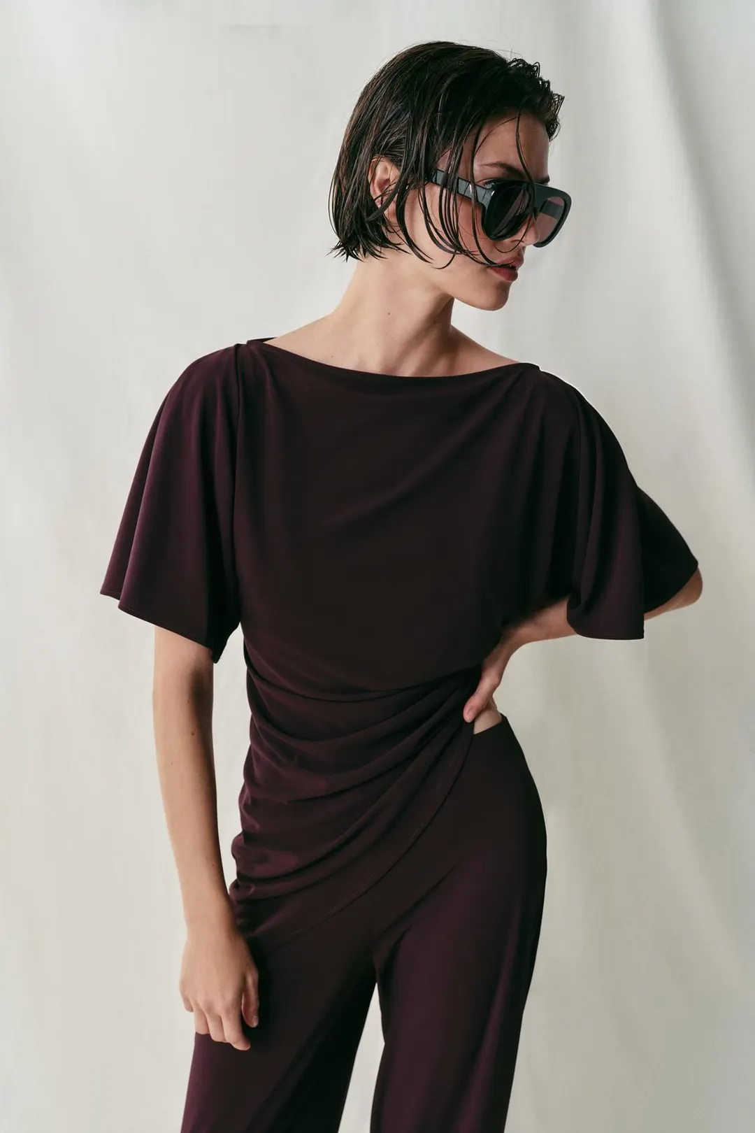 Топ из крепа с драпировкой, Zara