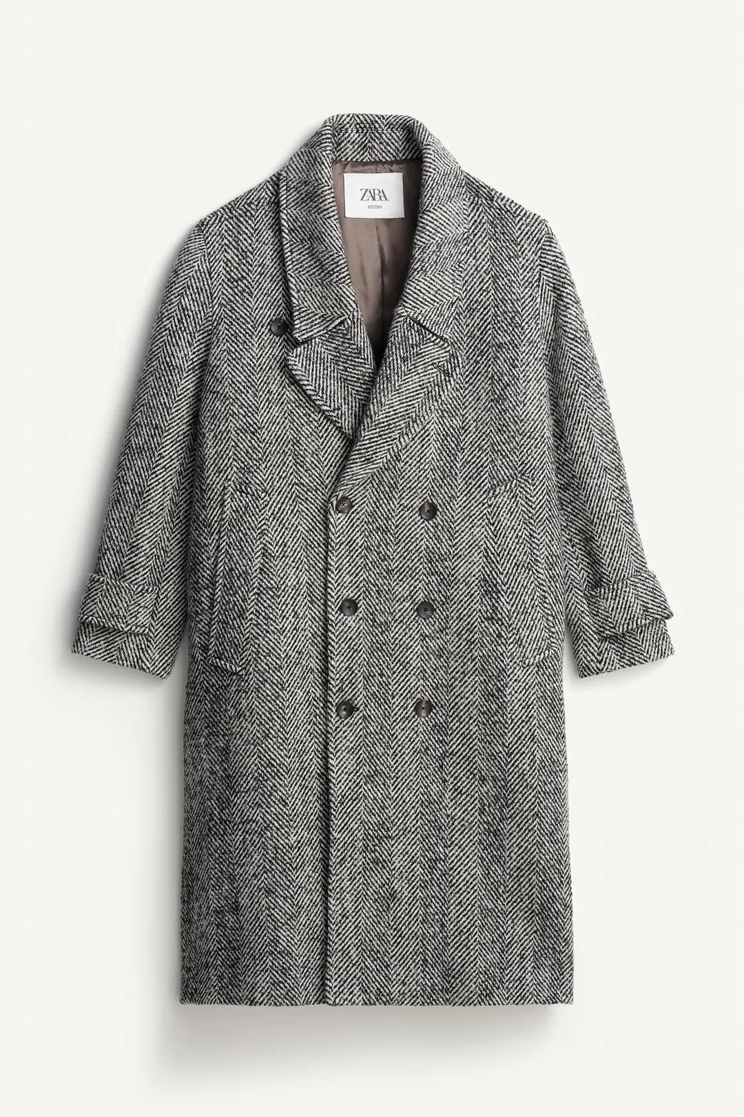 Пальто оверсайз с узором в елочку, Zara