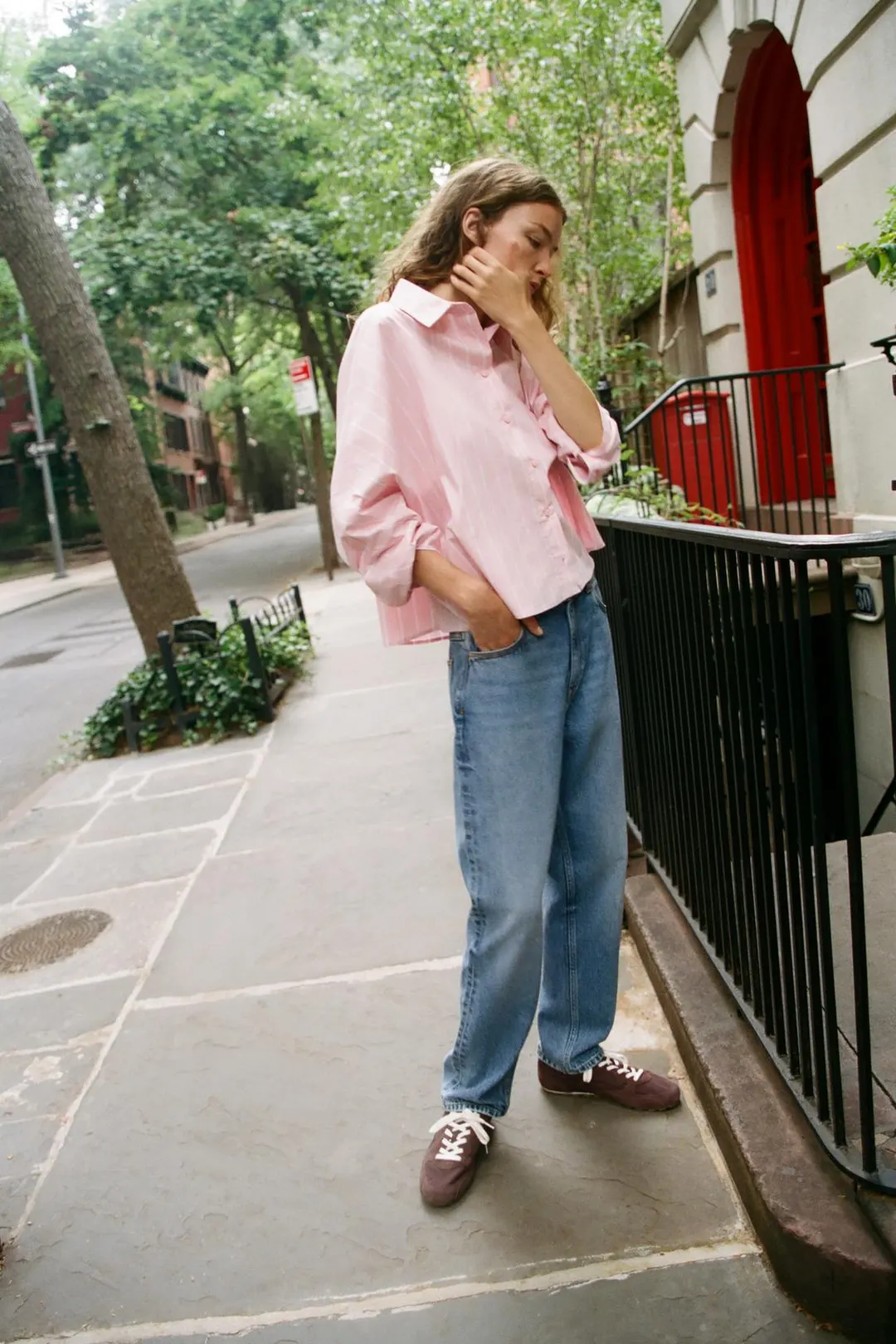Рубашка в полоску с широкими проймами, Zara