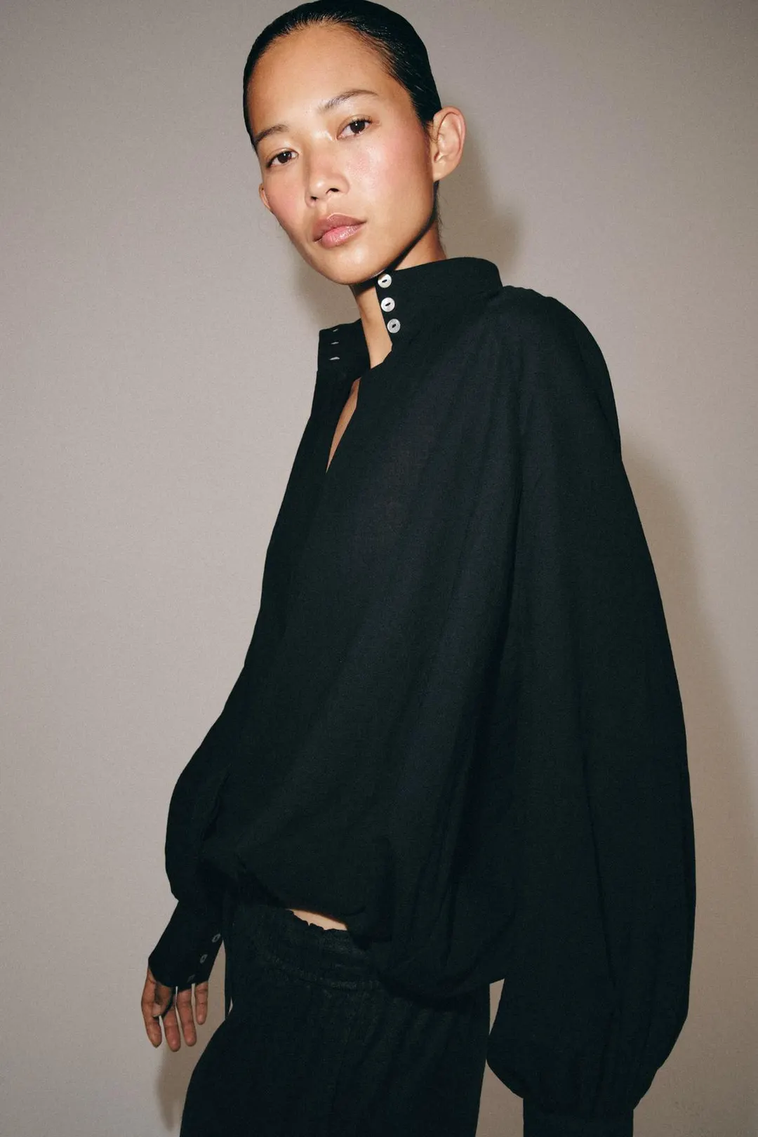 Рубашка с высоким воротником ZW Collection, Zara