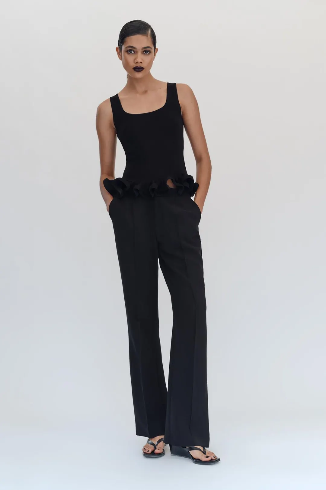 Топ трикотажный с волнистым низом, Zara