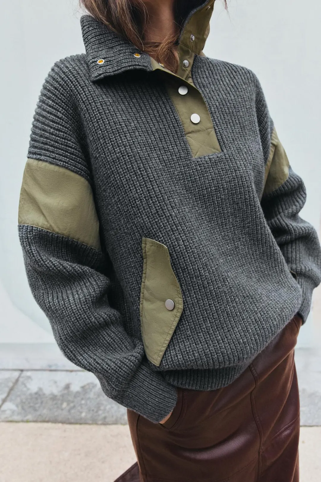 Джемпер контрастной вязки, Zara