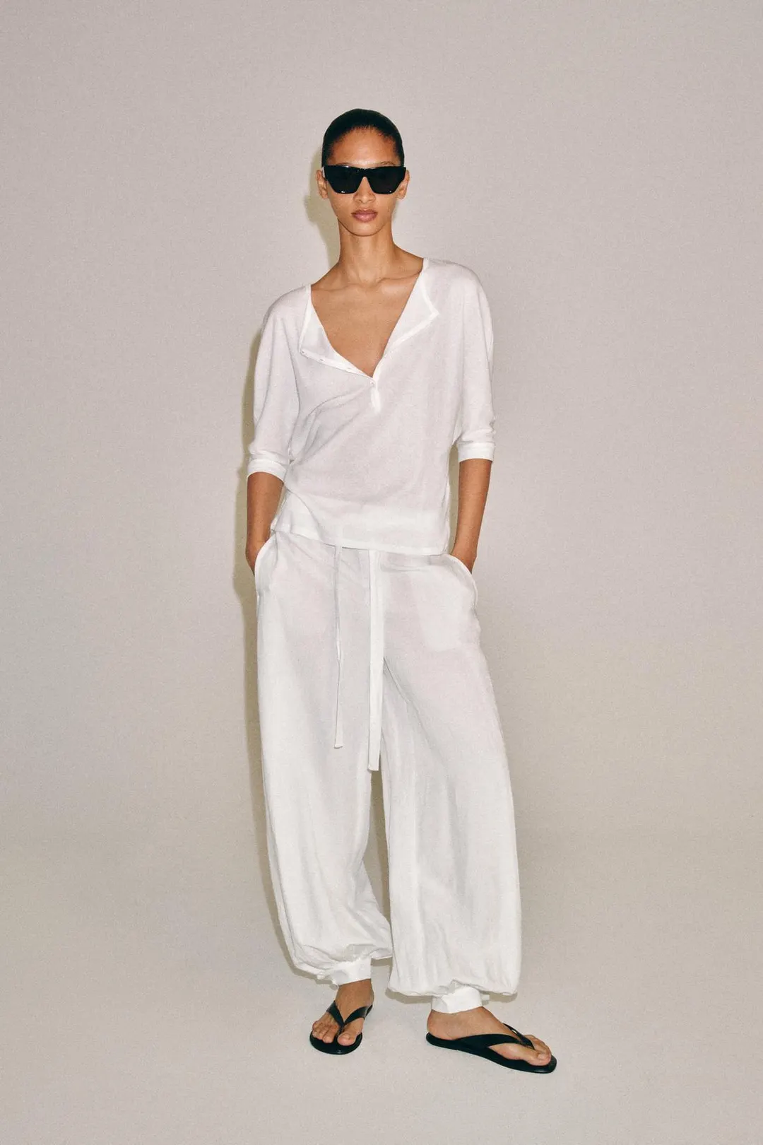 Хлопковая футболка хенли, Zara