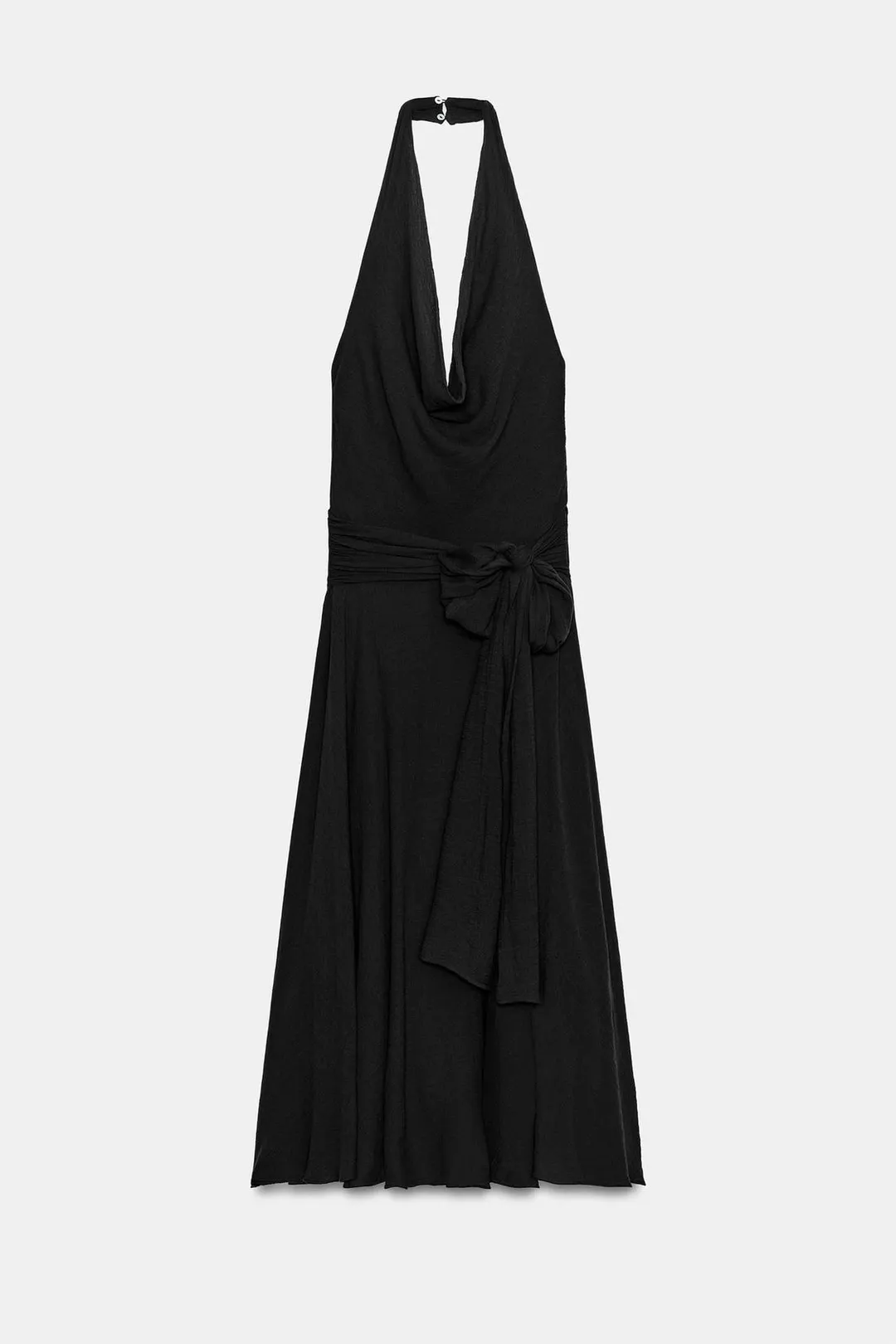 Платье миди из шифона с завязками и открытыми плечами, Zara