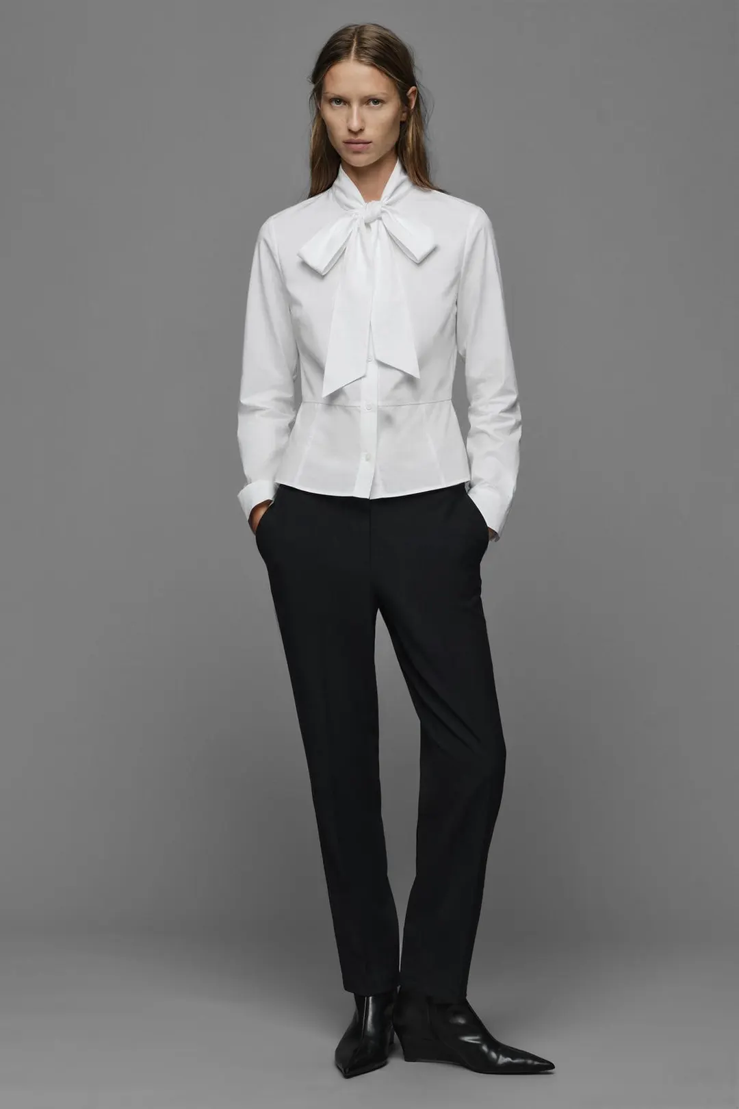 Рубашка с баской и завязкой, Zara