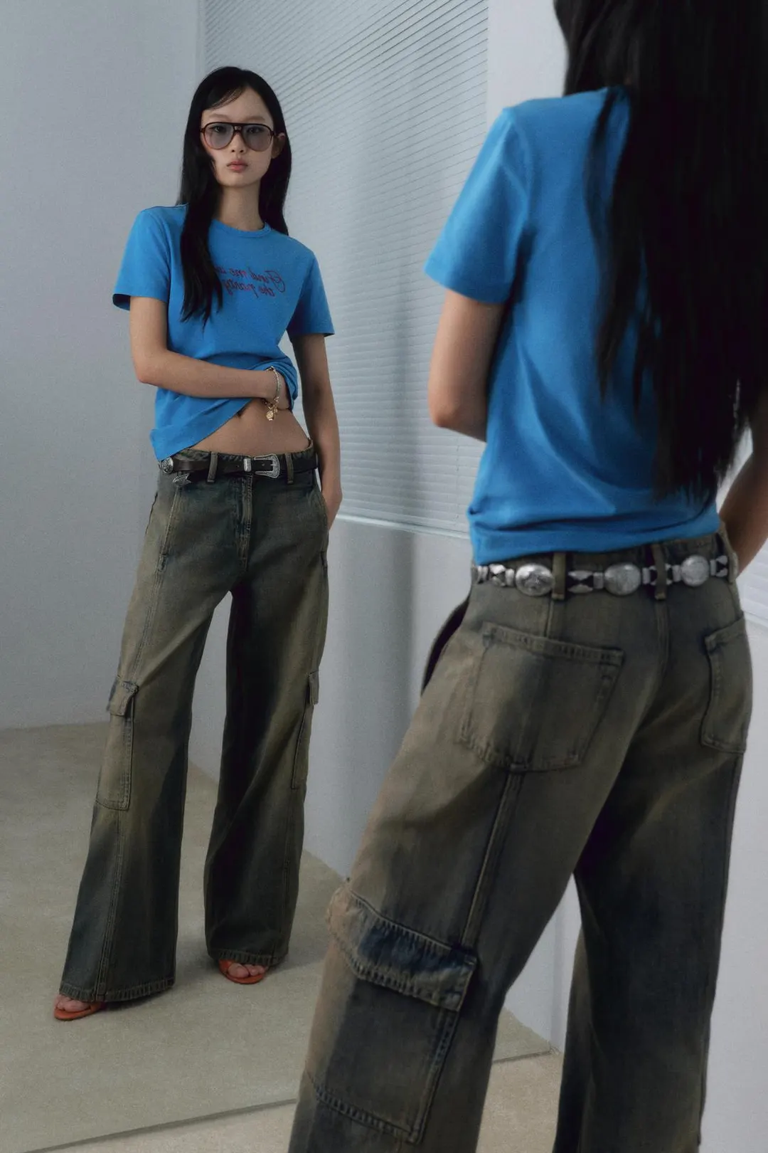 Джинсы карго со средней посадкой TRF, Zara