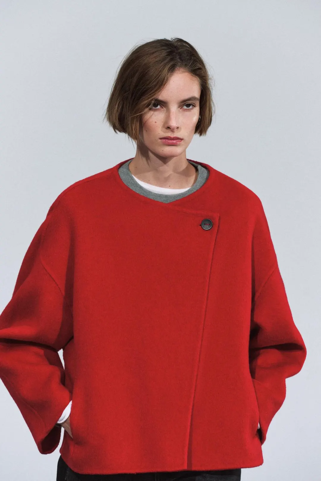 Короткое пальто из смесовой шерсти ZW Collection, Zara