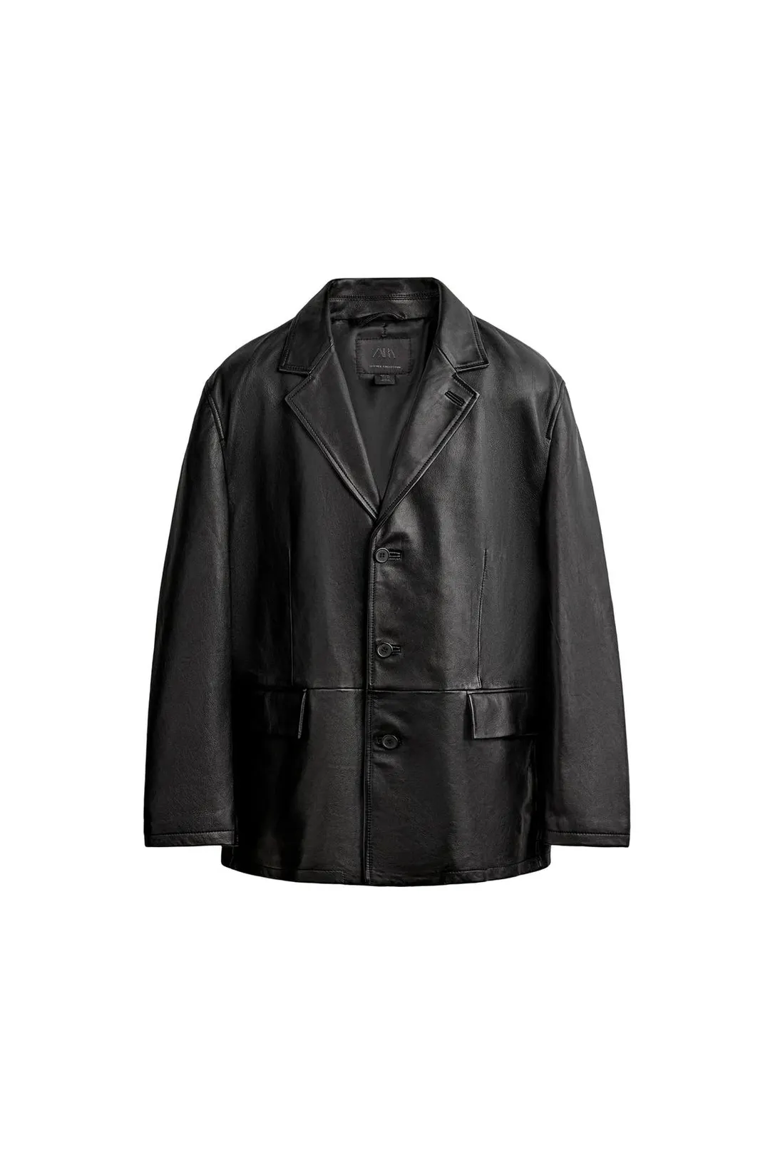 Кожаный блейзер свободного кроя, Zara
