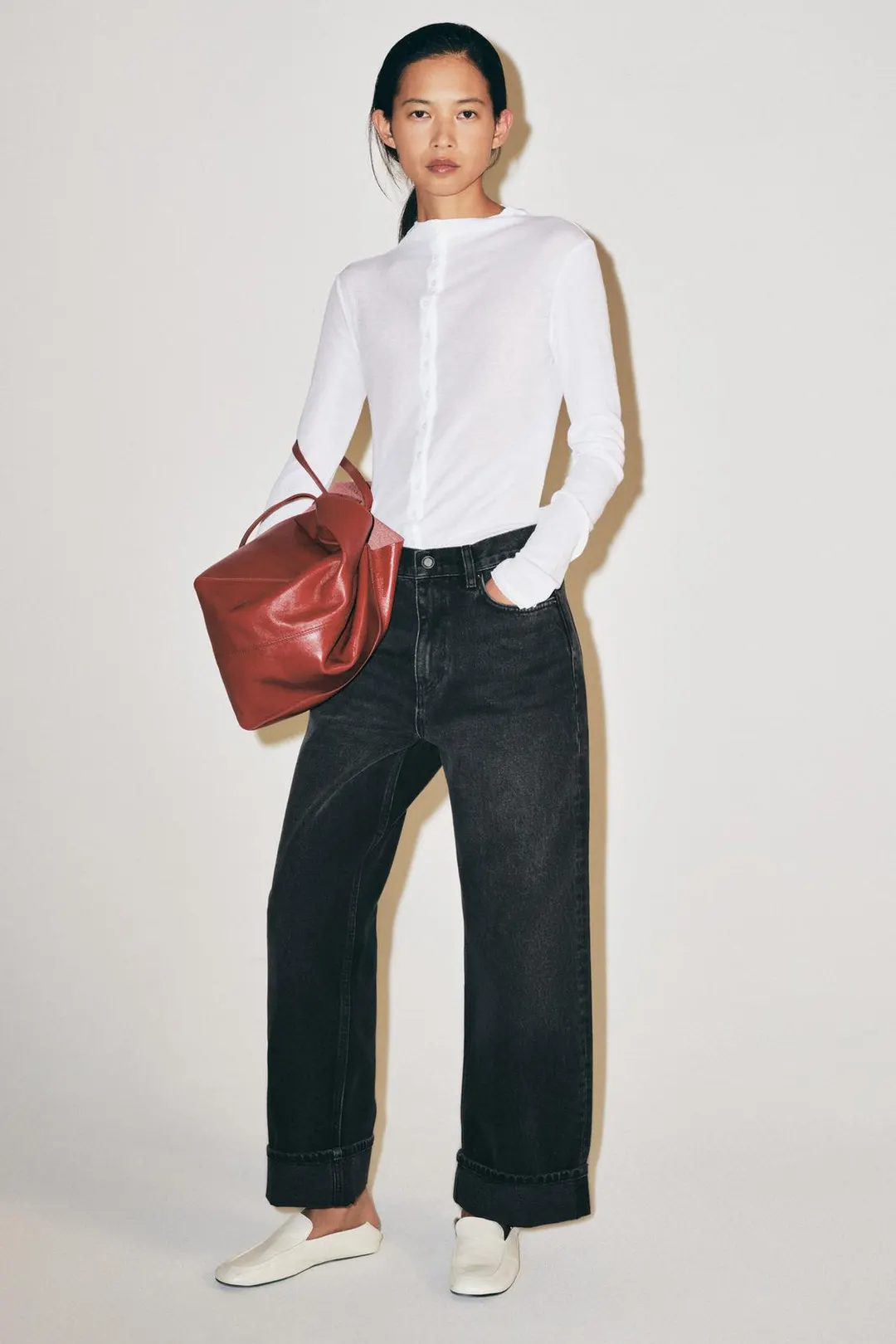 Джинсы багги со средней посадкой ZW Collection, Zara
