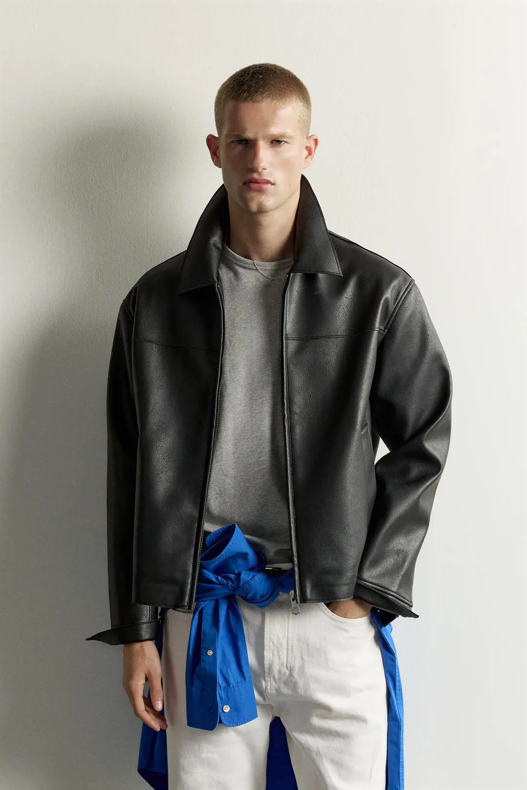 Рубашка-куртка стандартного кроя под кожу, Zara
