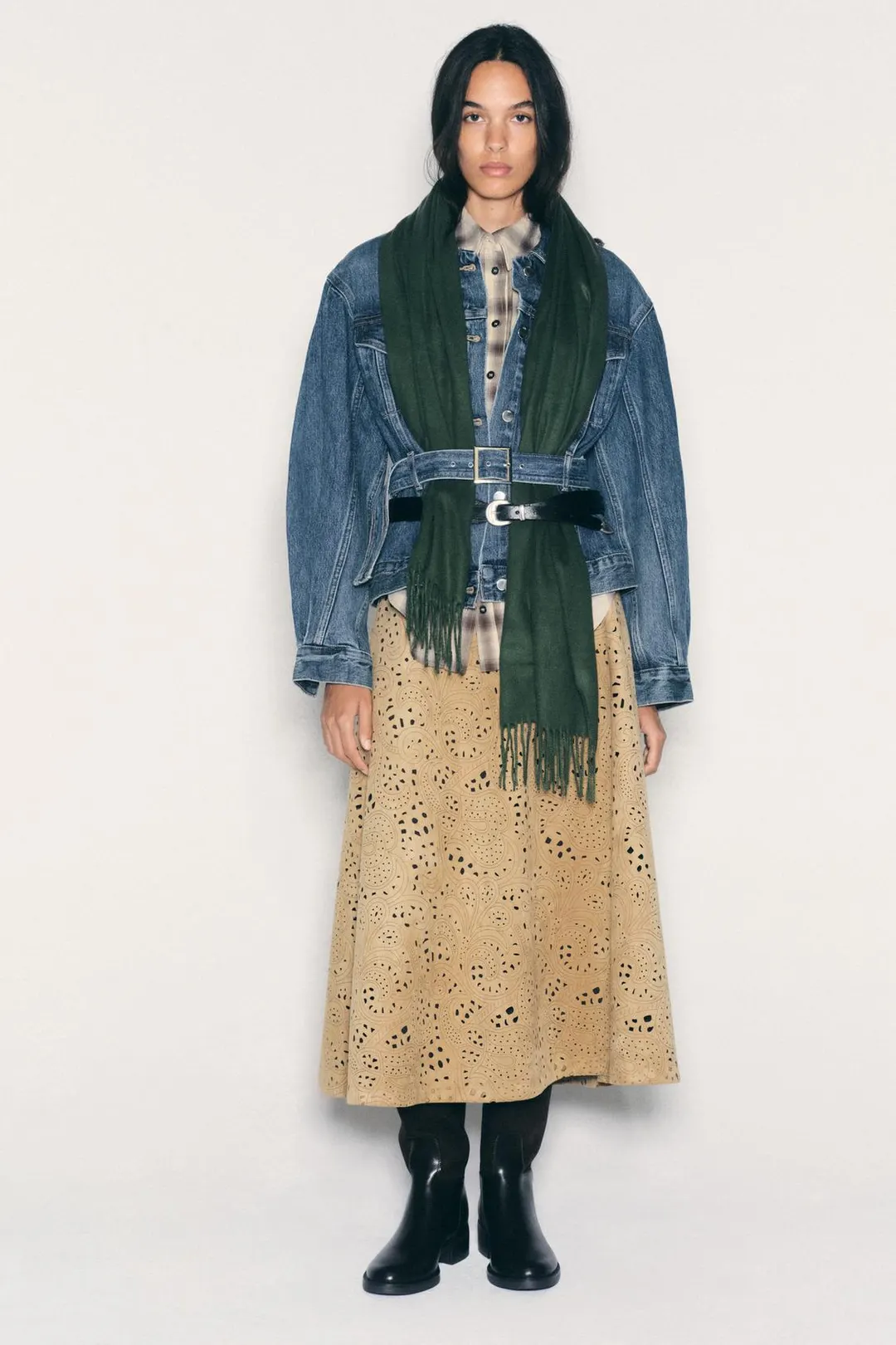 Юбка перфорированная под замшу, Zara