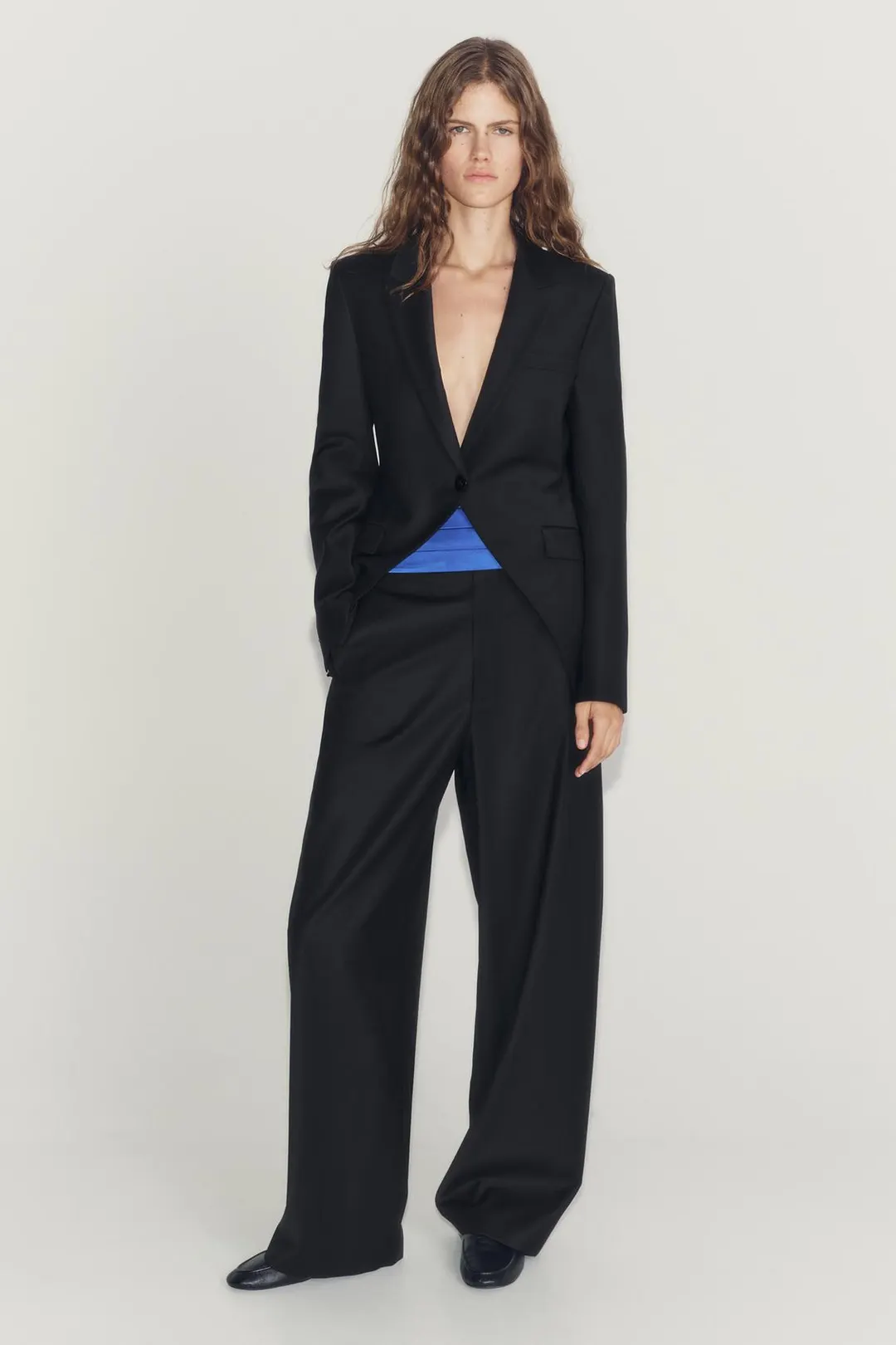 Асимметричный блейзер из смесовой шерсти ZW Collection, Zara