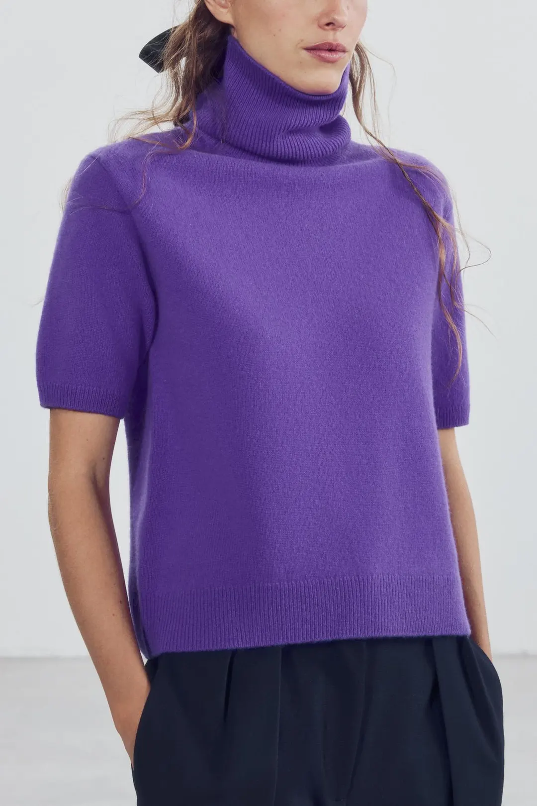 Свитер с короткими рукавами из 100% шерсти, Zara