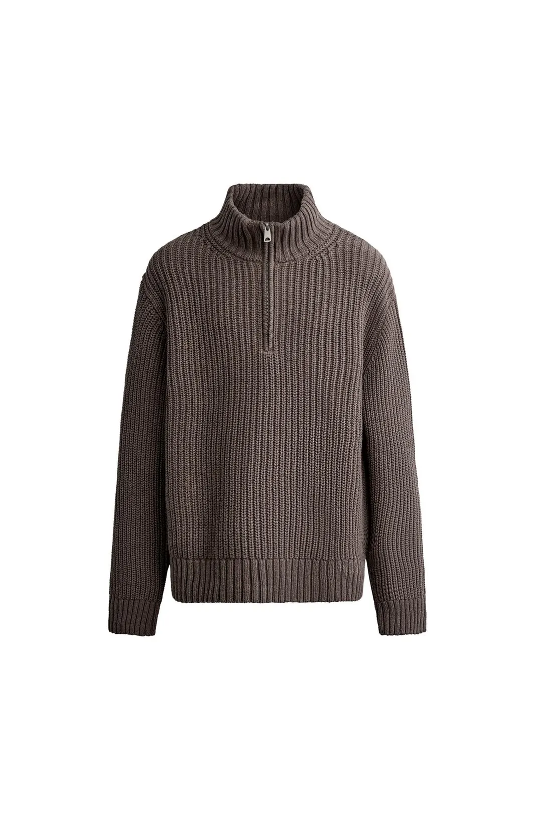 Свитер из хлопка и шерсти с молнией до груди, Zara
