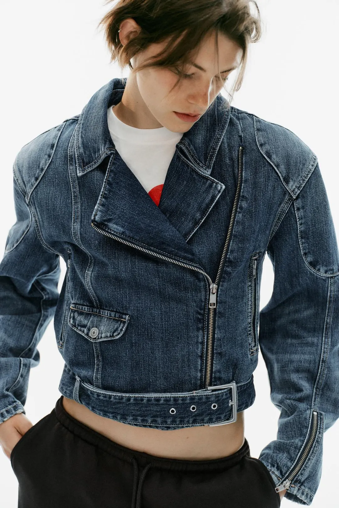 Косуха джинсовая TRF с ремнем, Zara