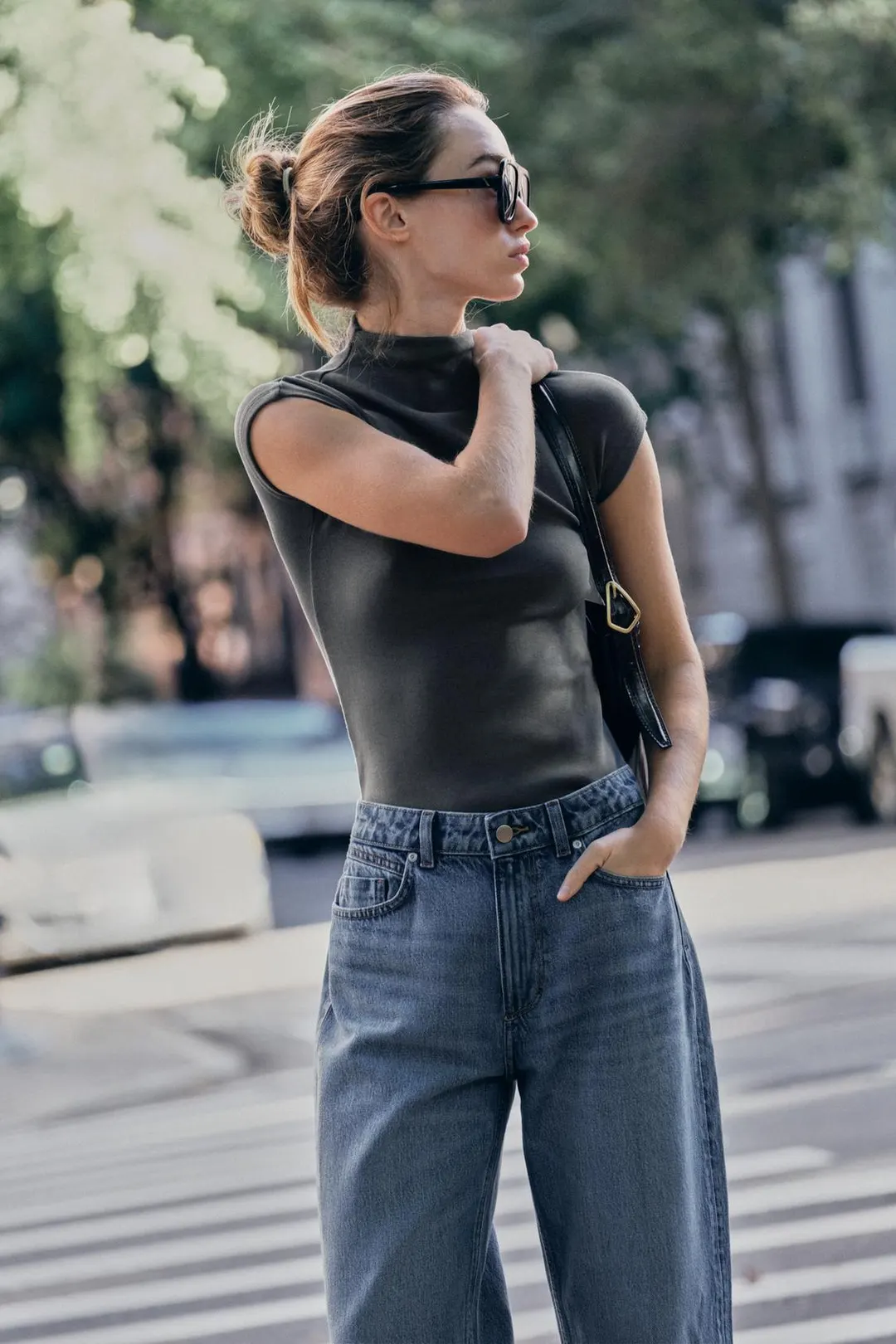 Топ из лиоцелла с воротником-стойкой, Zara
