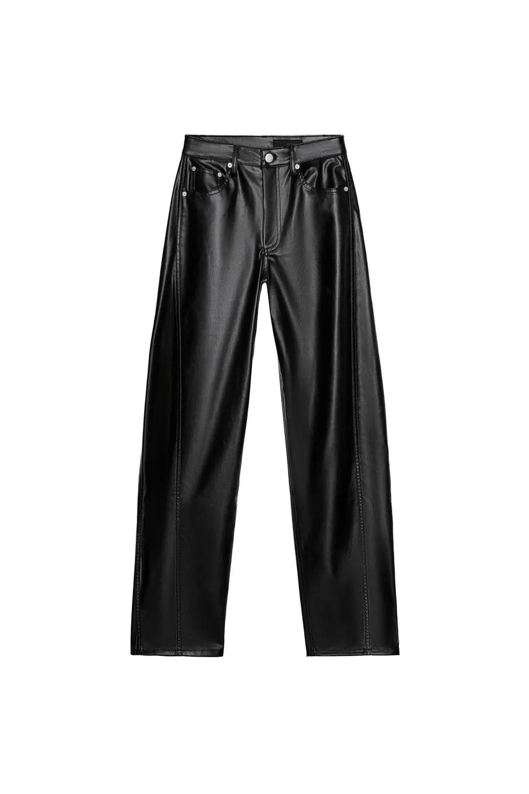 Брюки ZW Collection из материала под кожу свободного кроя до щиколотки, Zara
