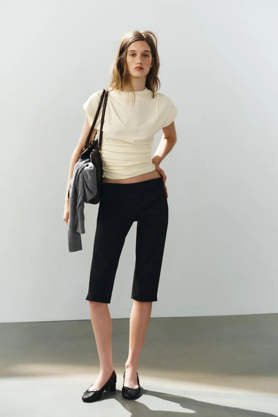 Топ с широким поясом и сборками, Zara