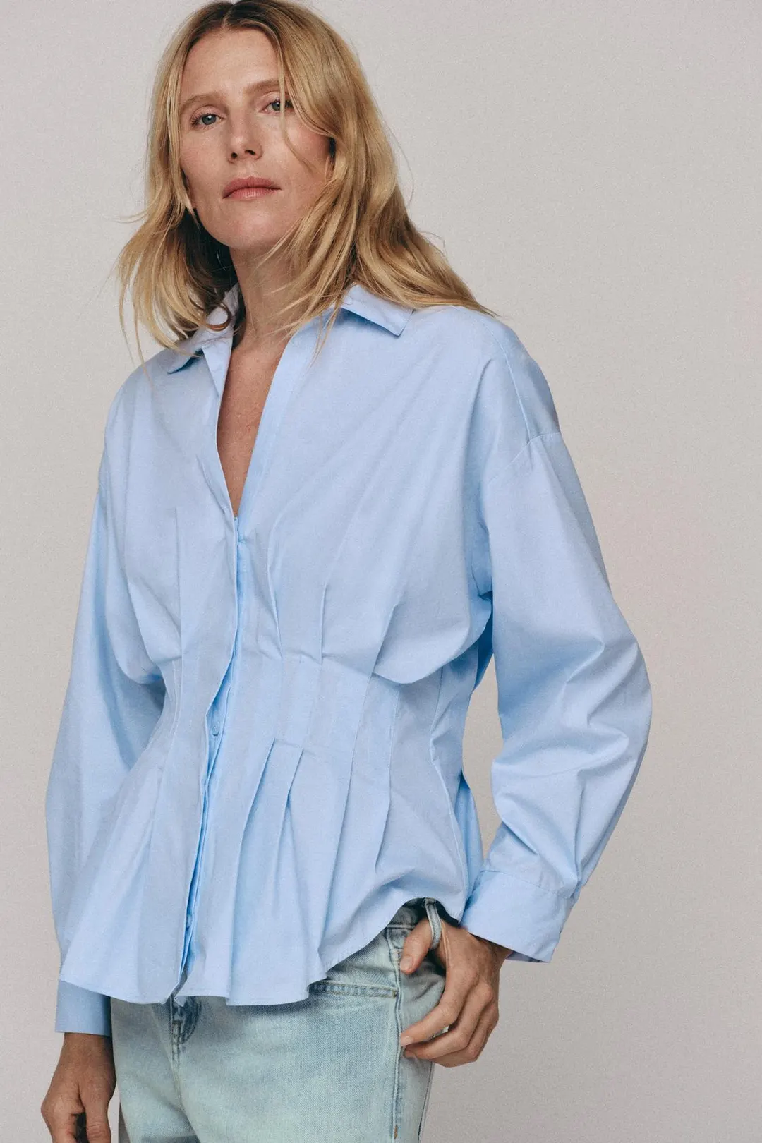 Рубашка из поплина с плиссировкой, Zara