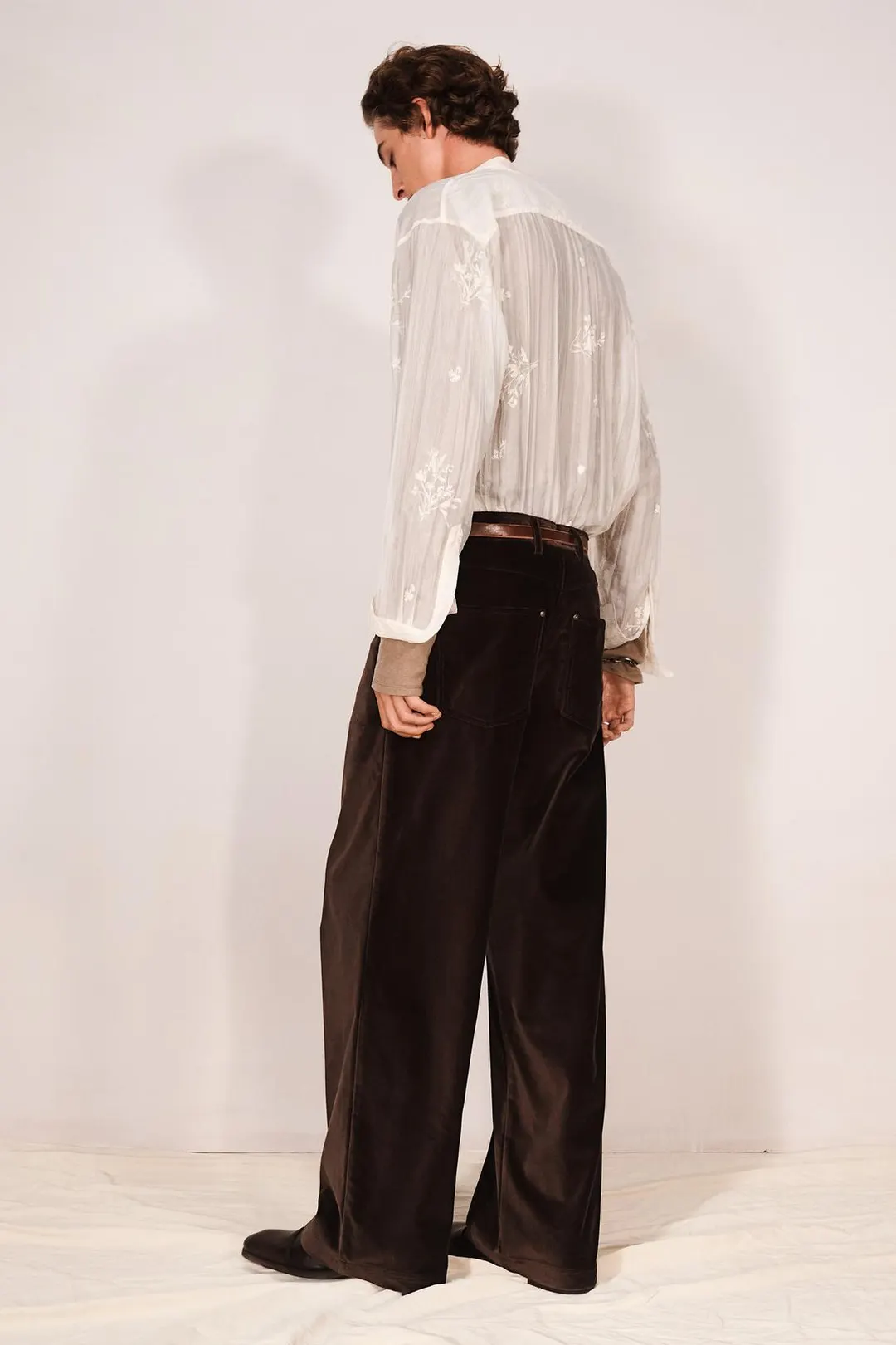 Полупрозрачная рубашка с вышивкой, Zara