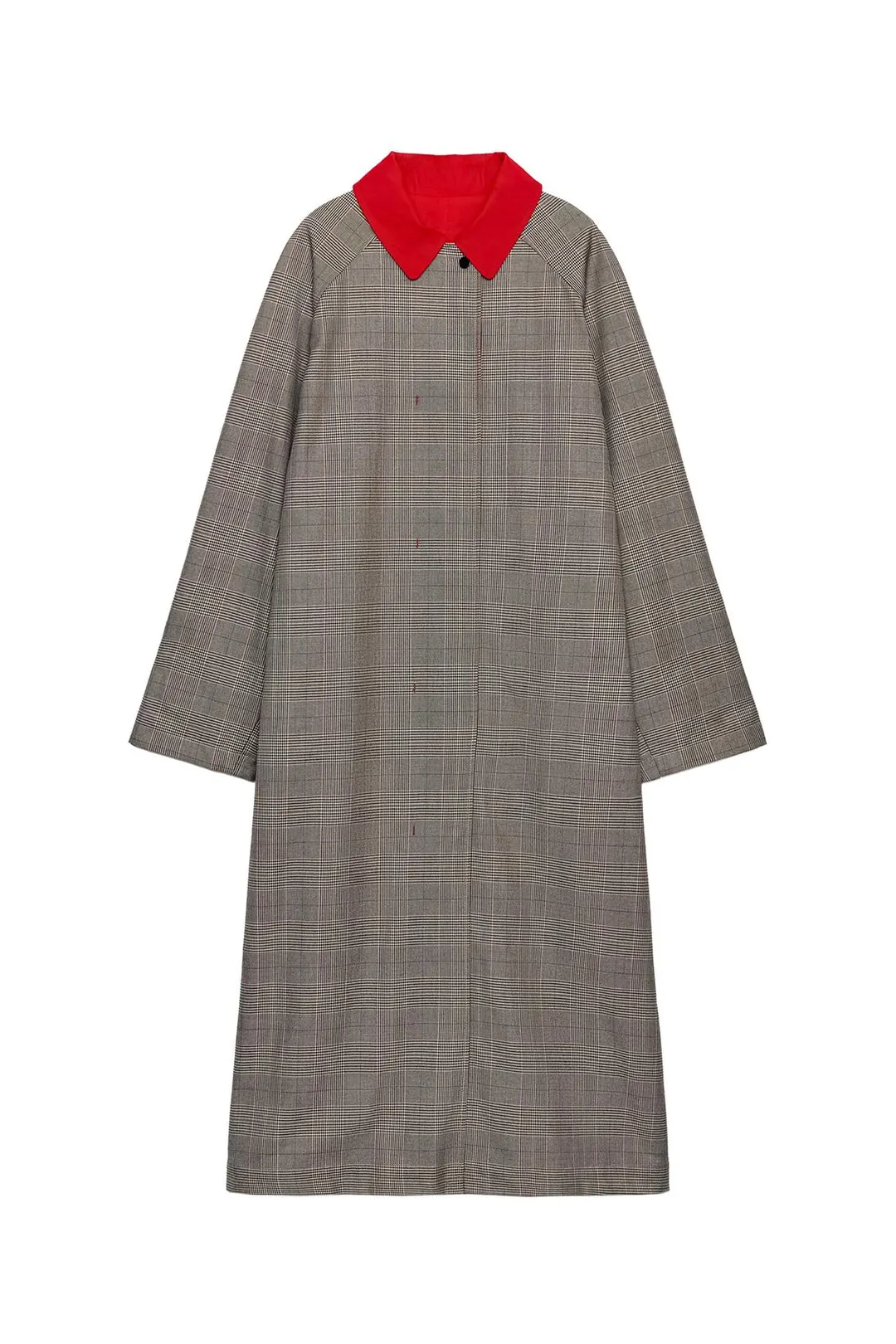 Длинный двусторонний тренч в клетку ZW Collection, Zara