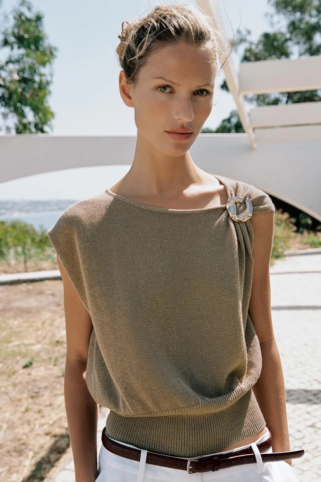 Топ вязаный с отделкой металлик, Zara