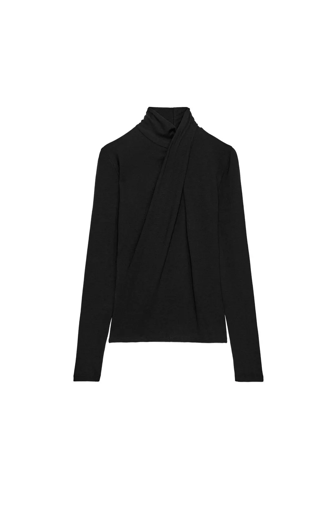 Футболка с драпировкой и высоким воротником, Zara