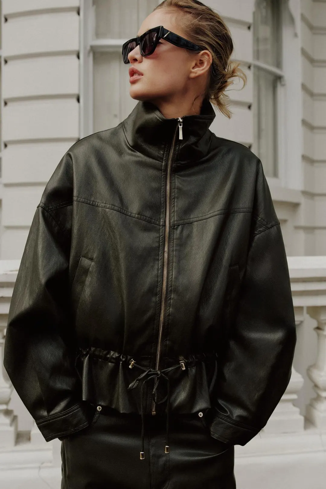 Куртка под кожу с кулиской, Zara
