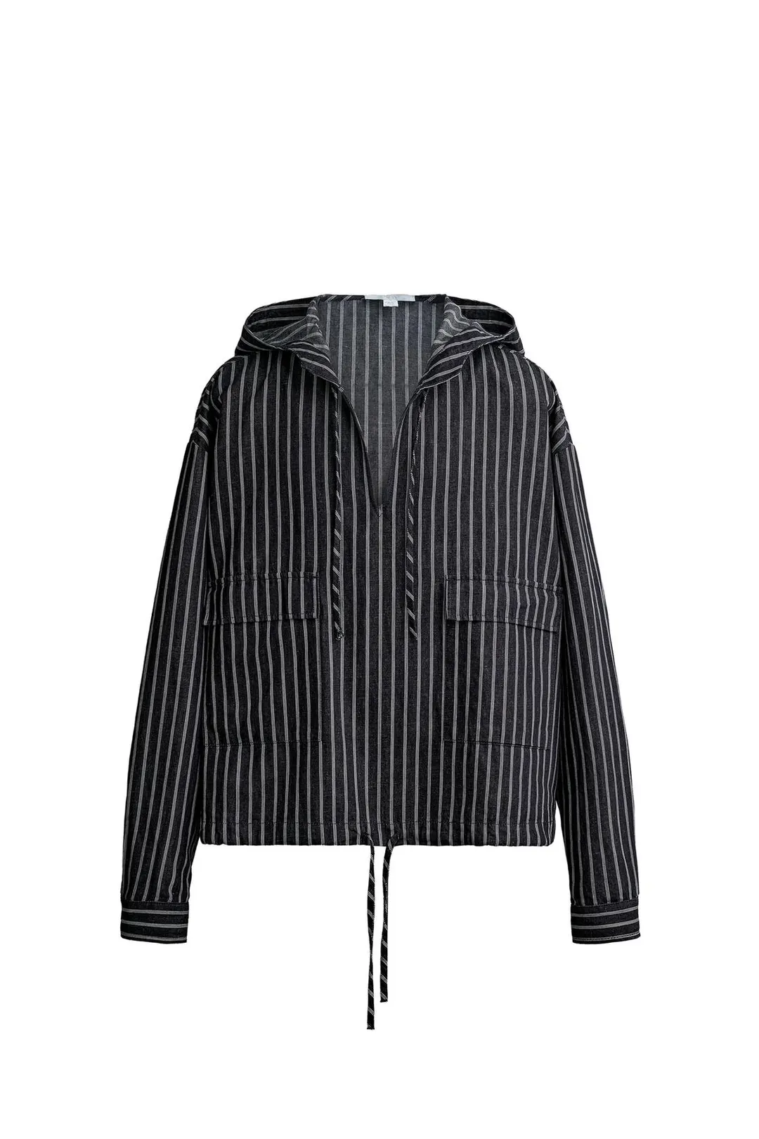Рубашка верхняя в полоску из хлопка и льна с капюшоном, Zara