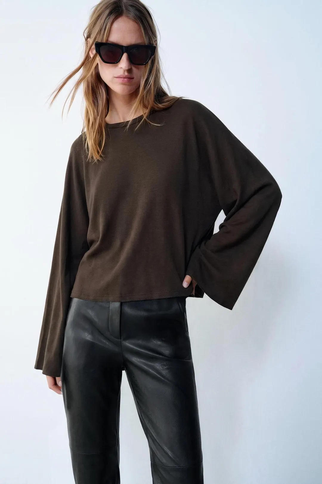 Футболка из хлопка с широкими рукавами, Zara