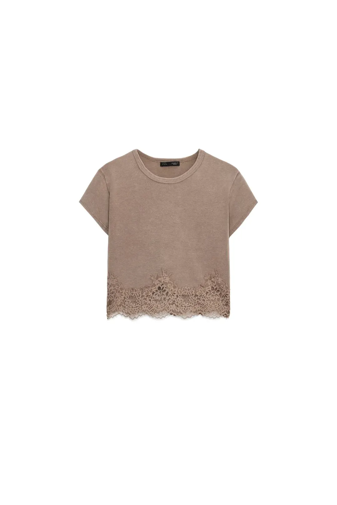 Футболка укороченная кружевная, Zara