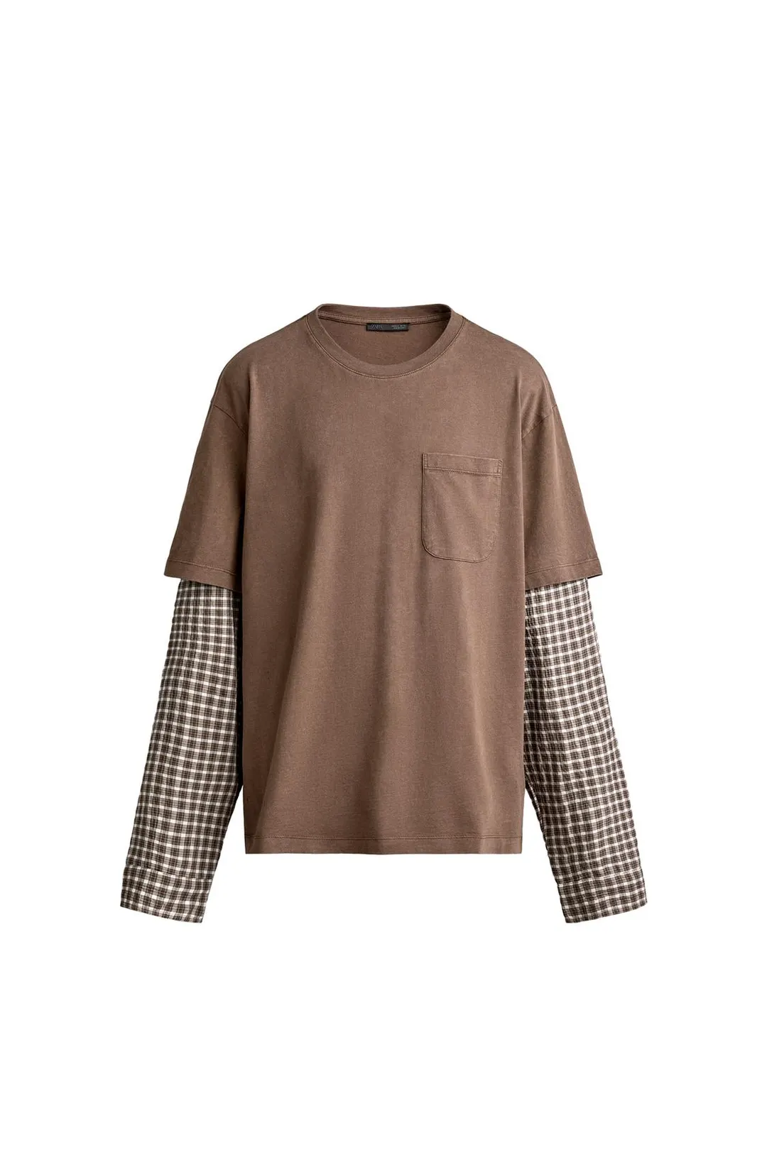 Лонгслив в клетку с эффектом многослойности, Zara
