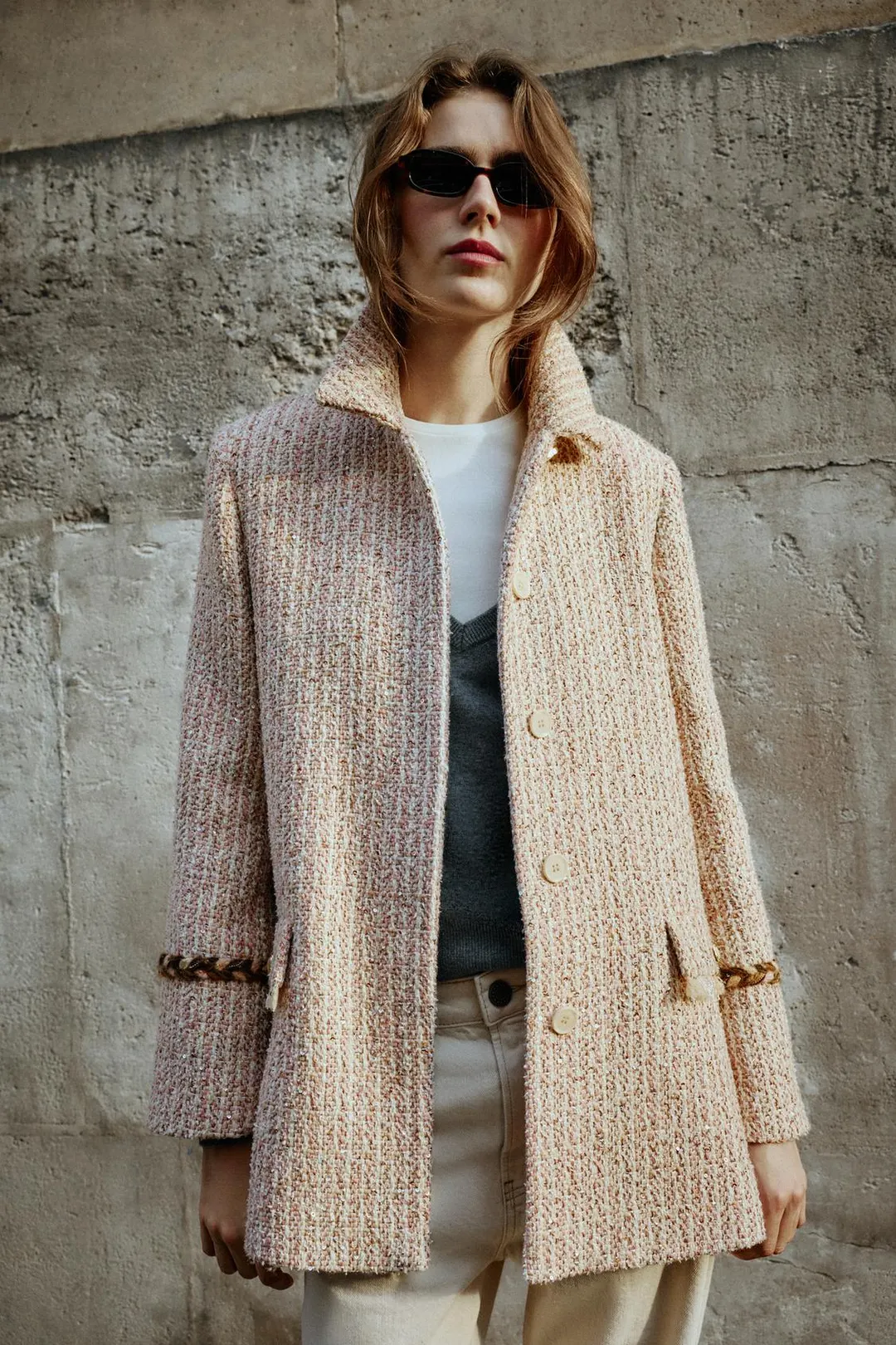 Пальто фактурное с пайетками, Zara