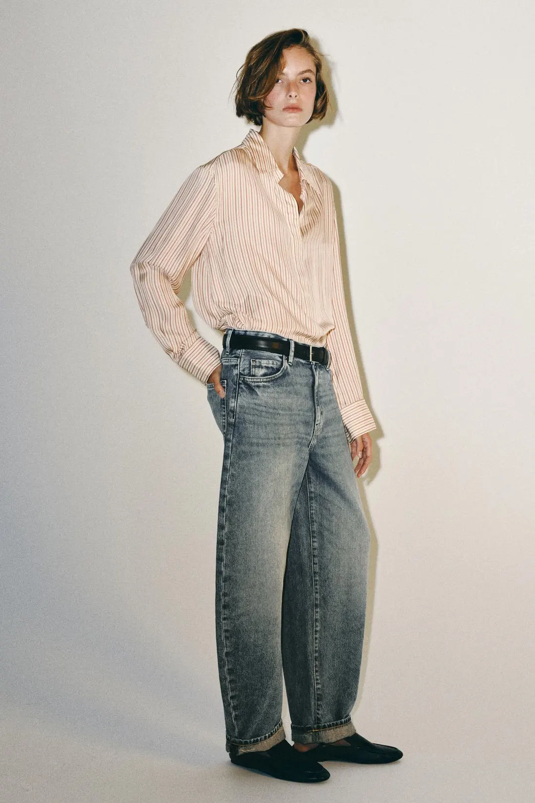 Шелковая рубашка в полоску ZW Collection, Zara