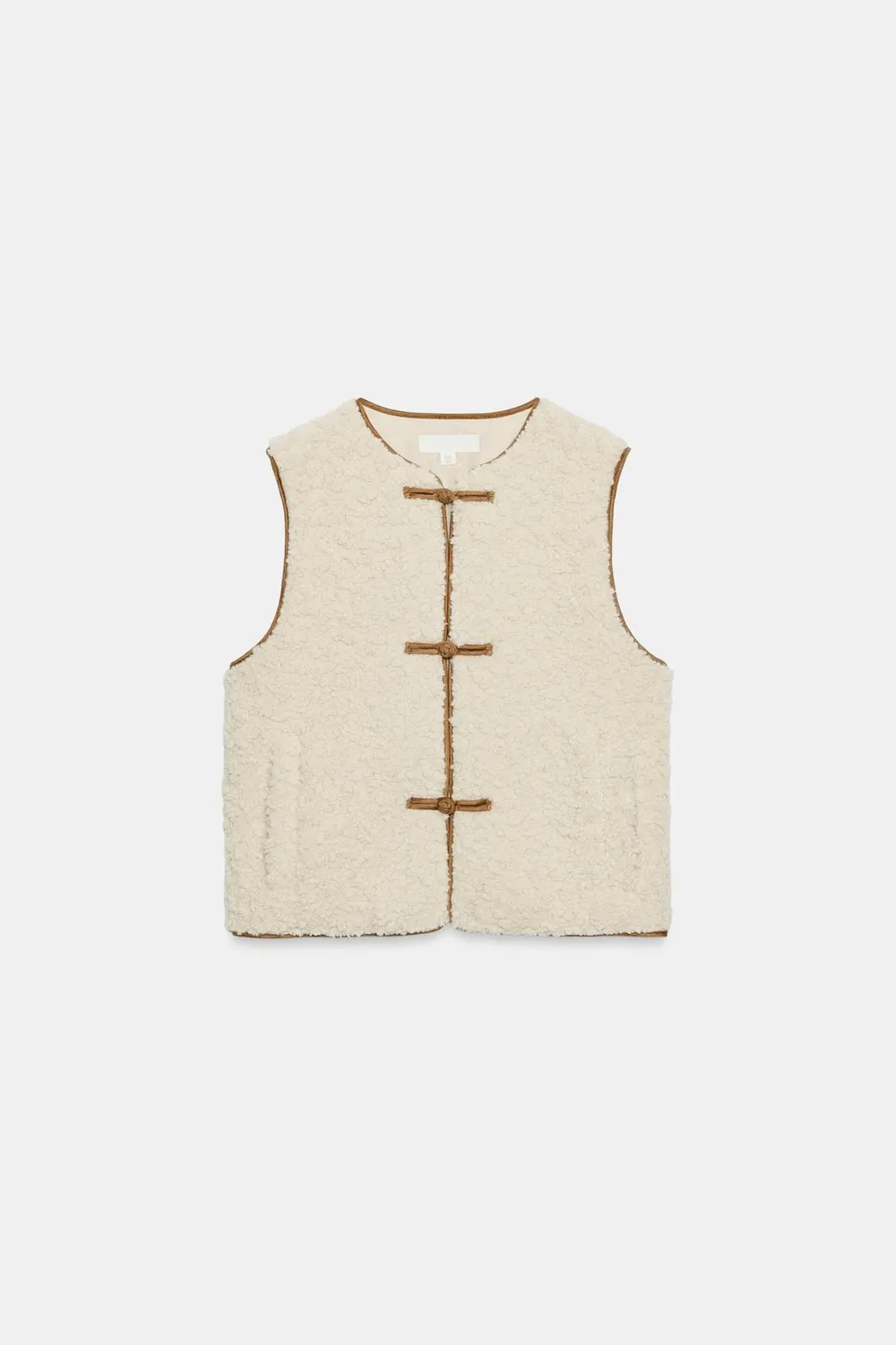 Жилет из искусственной овчины с застежкой-клевант, Zara