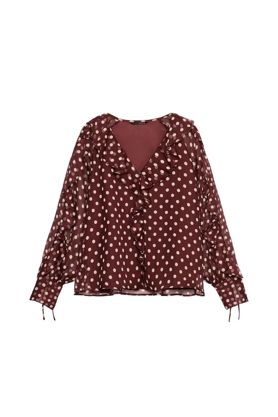 Блузка в горошек с оборками, Zara