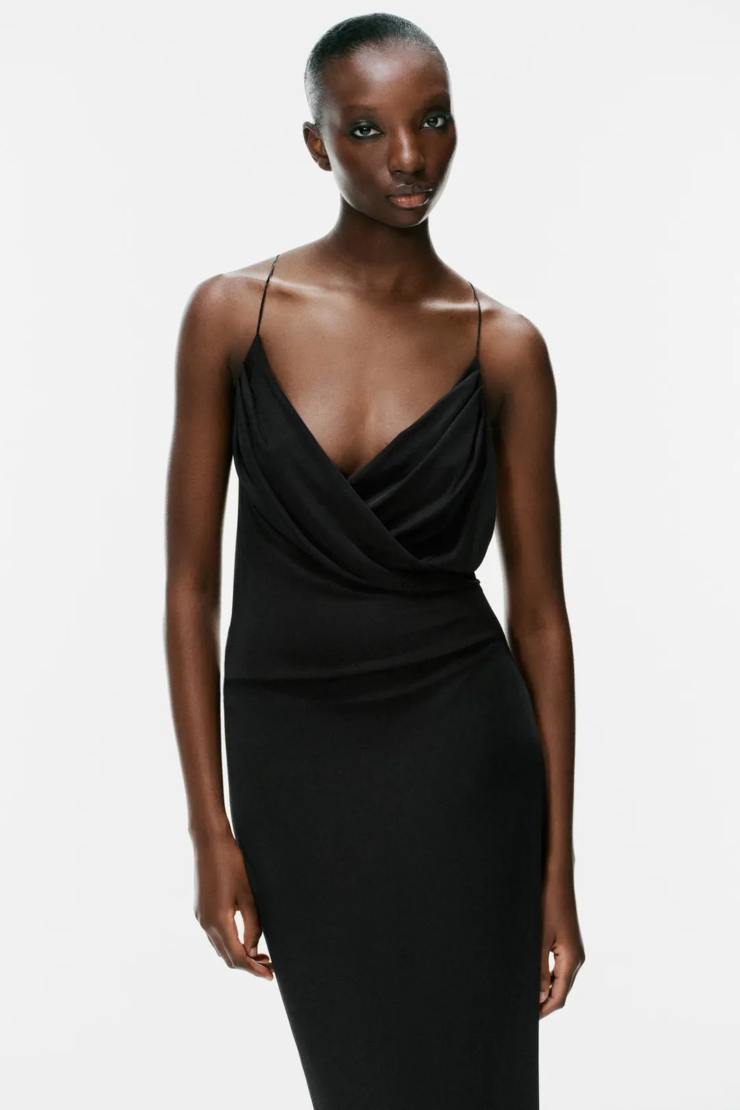 Платье миди на бретелях с запахом, Zara