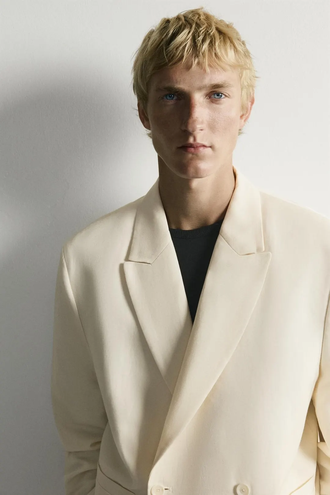Двубортный блейзер из вискозы и льна, Zara
