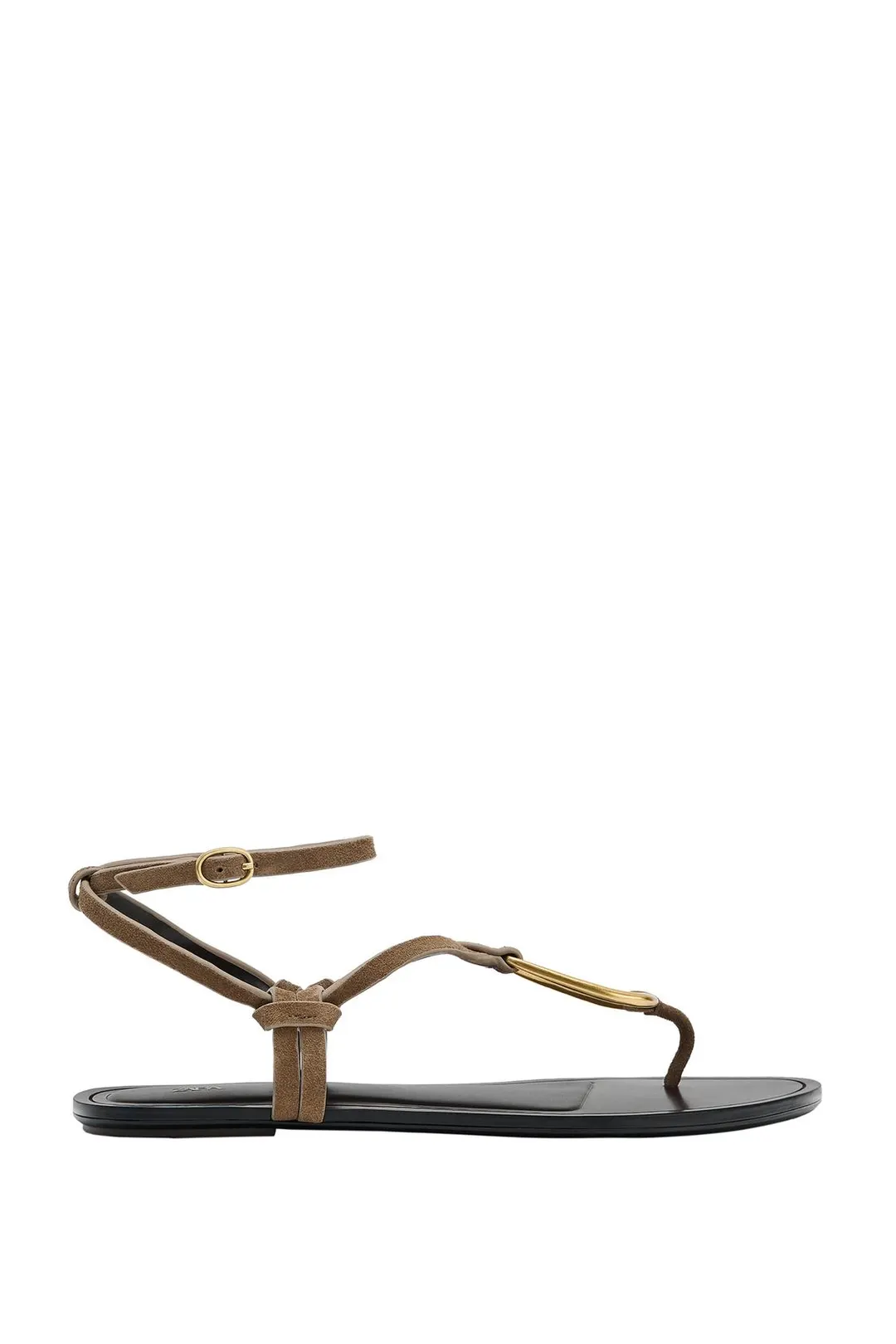 Сандалии из кожи с металлической деталью, Zara