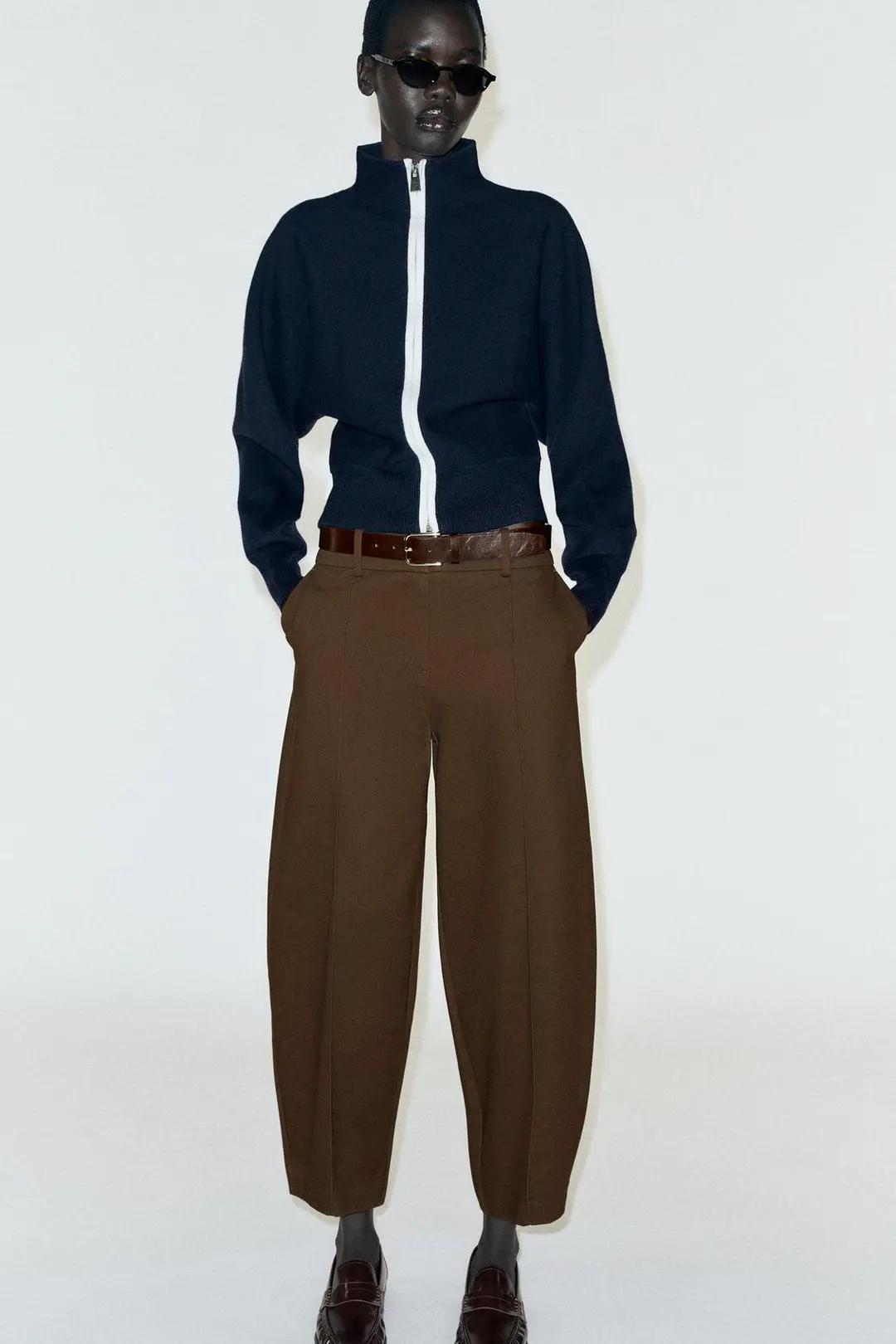 Брюки баллонного кроя с ремнем, Zara