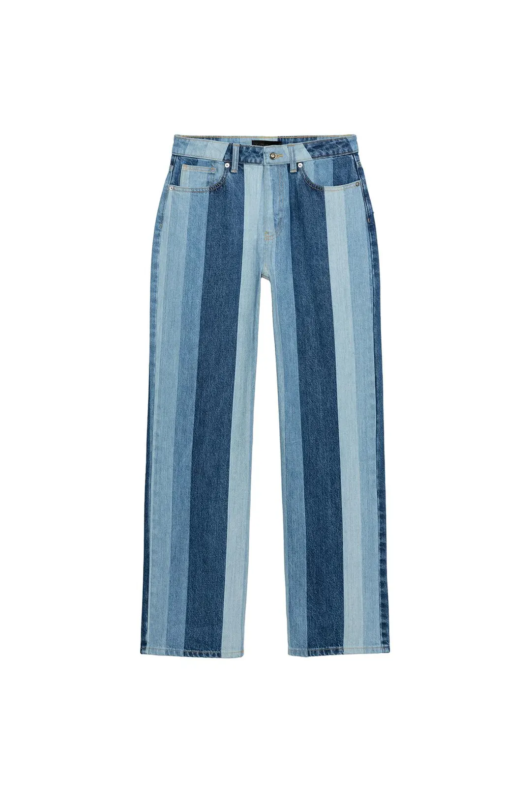 Джинсы прямого кроя средней посадки в полоску Z1975, Zara