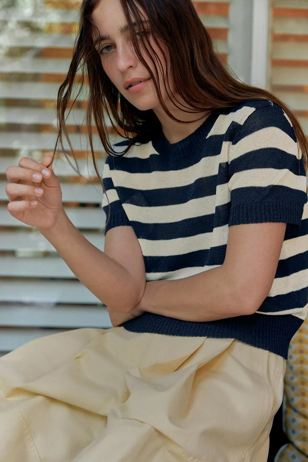 Вязаный топ с короткими рукавами, Zara