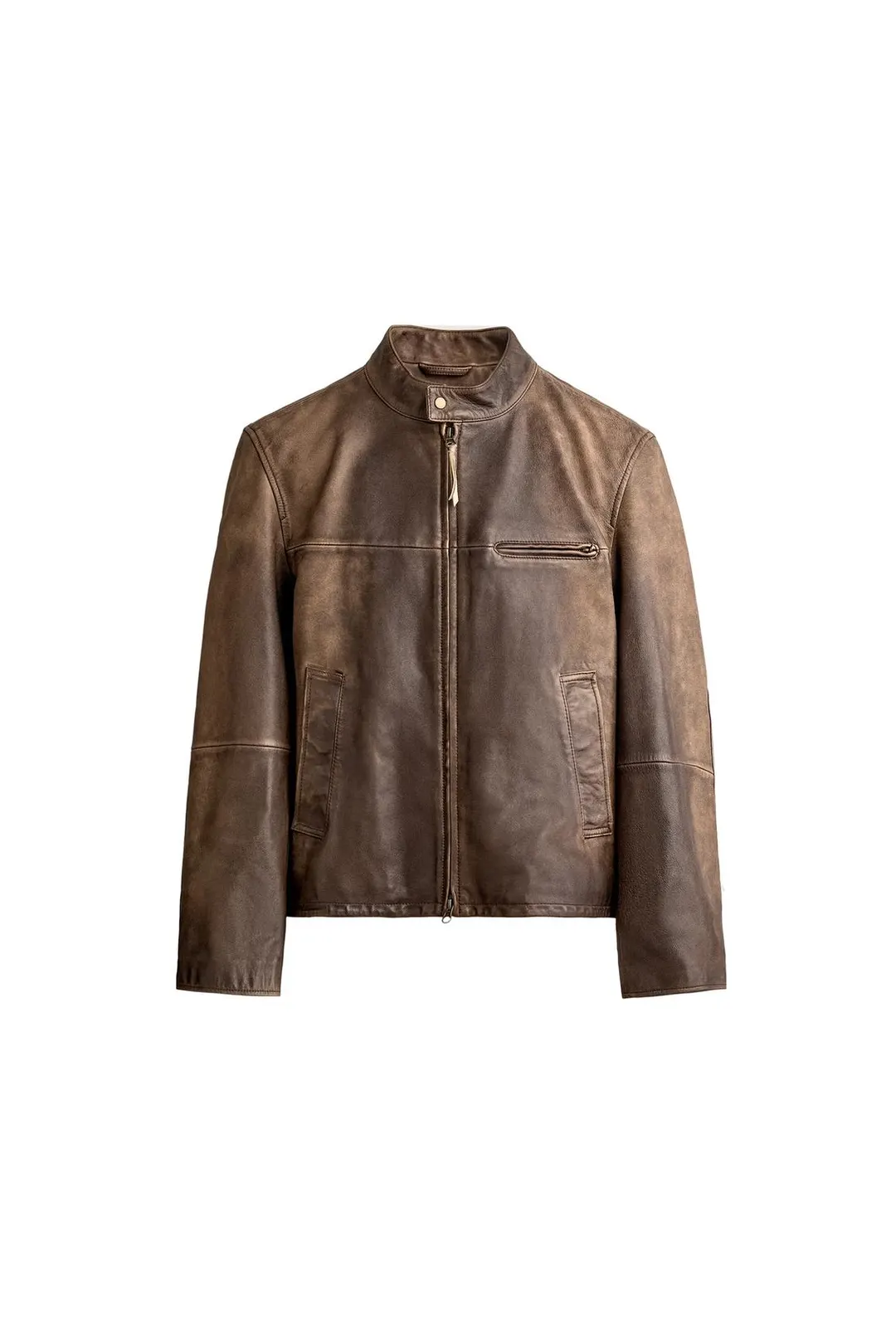 Косуха кожаная с эффектом потертости, Zara