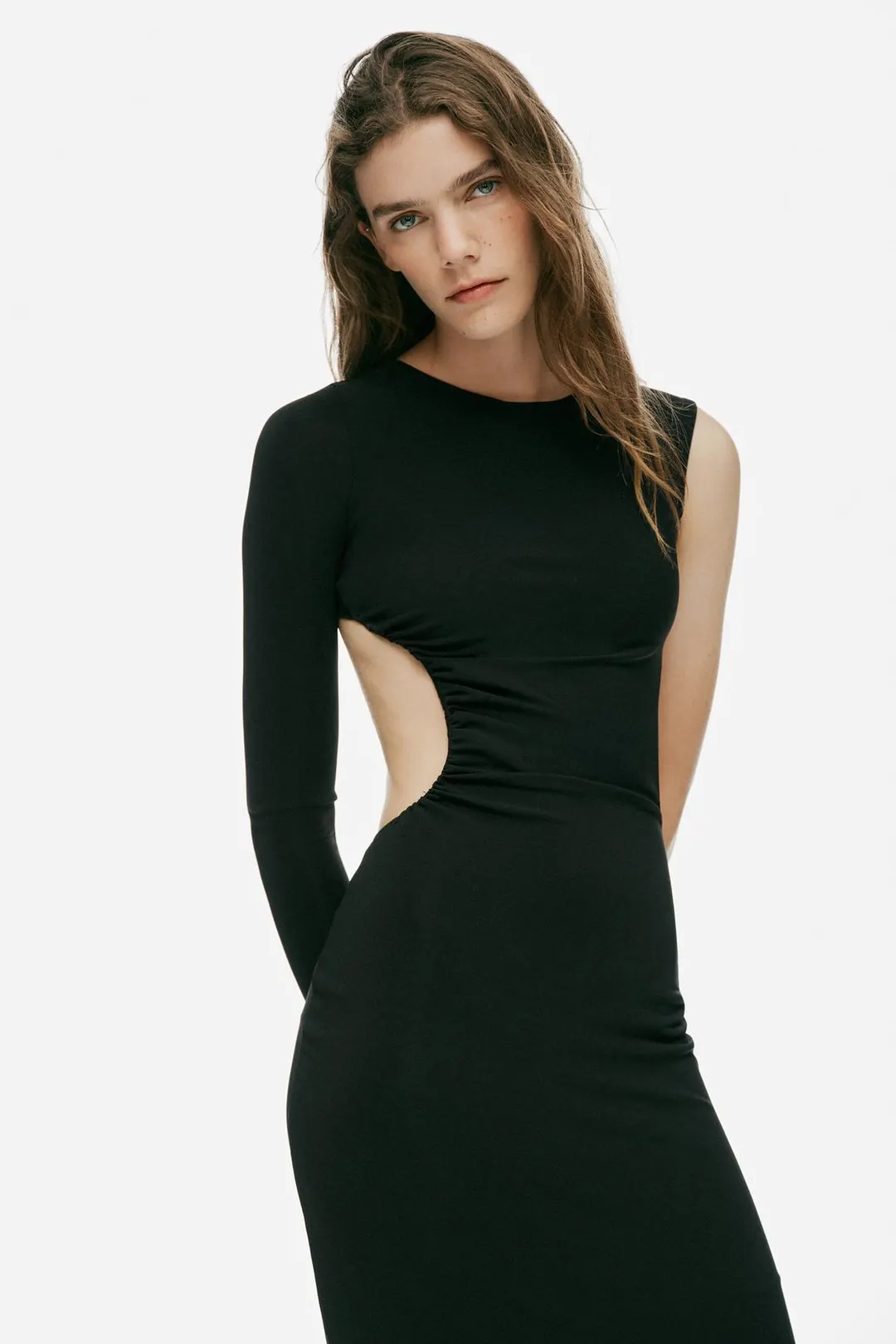 Платье длинное асимметричное с разрезом, Zara