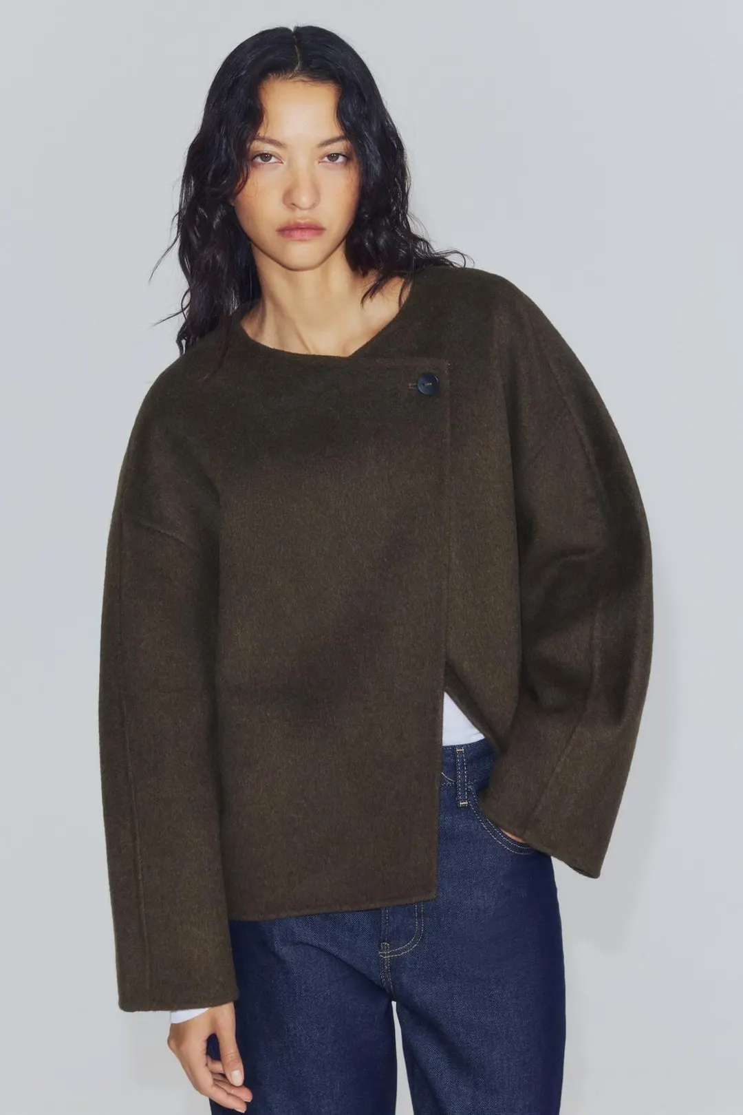 Короткое пальто из смесовой шерсти ZW Collection, Zara