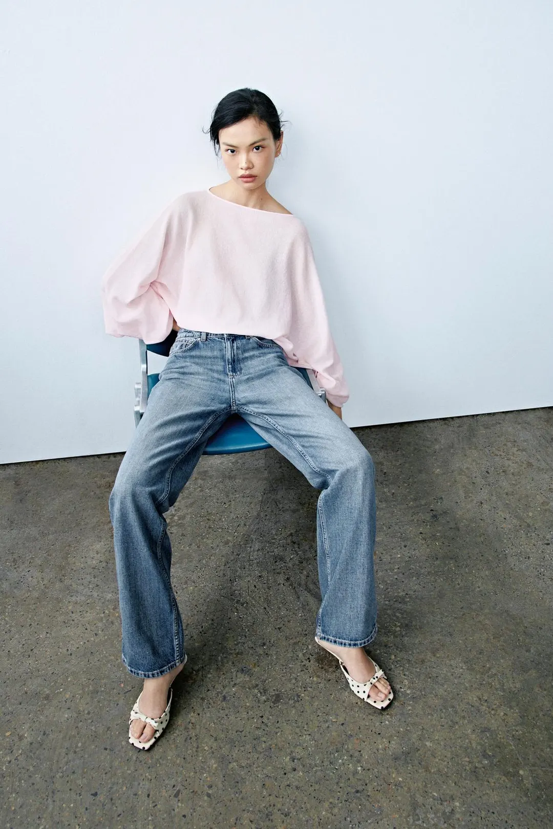 Джинсы Z1975 стандартного кроя удлиненные с высокой посадкой, Zara