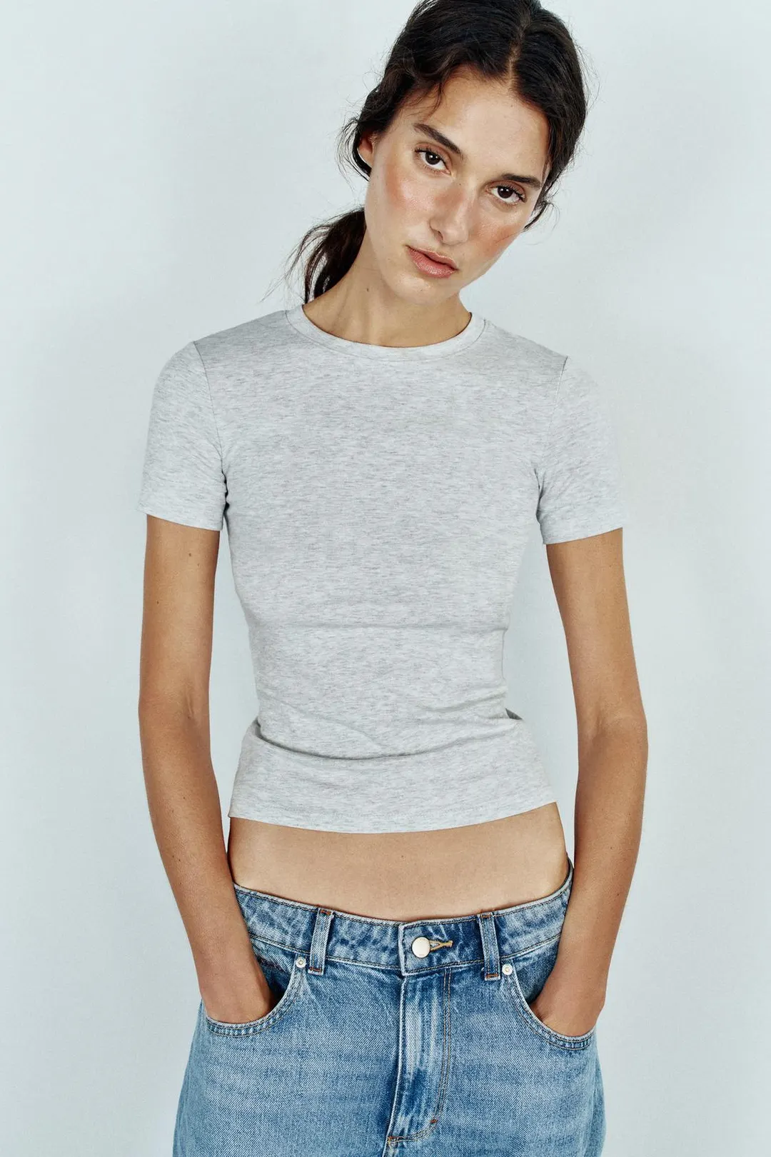 Футболка минималистичная с короткими рукавами, Zara