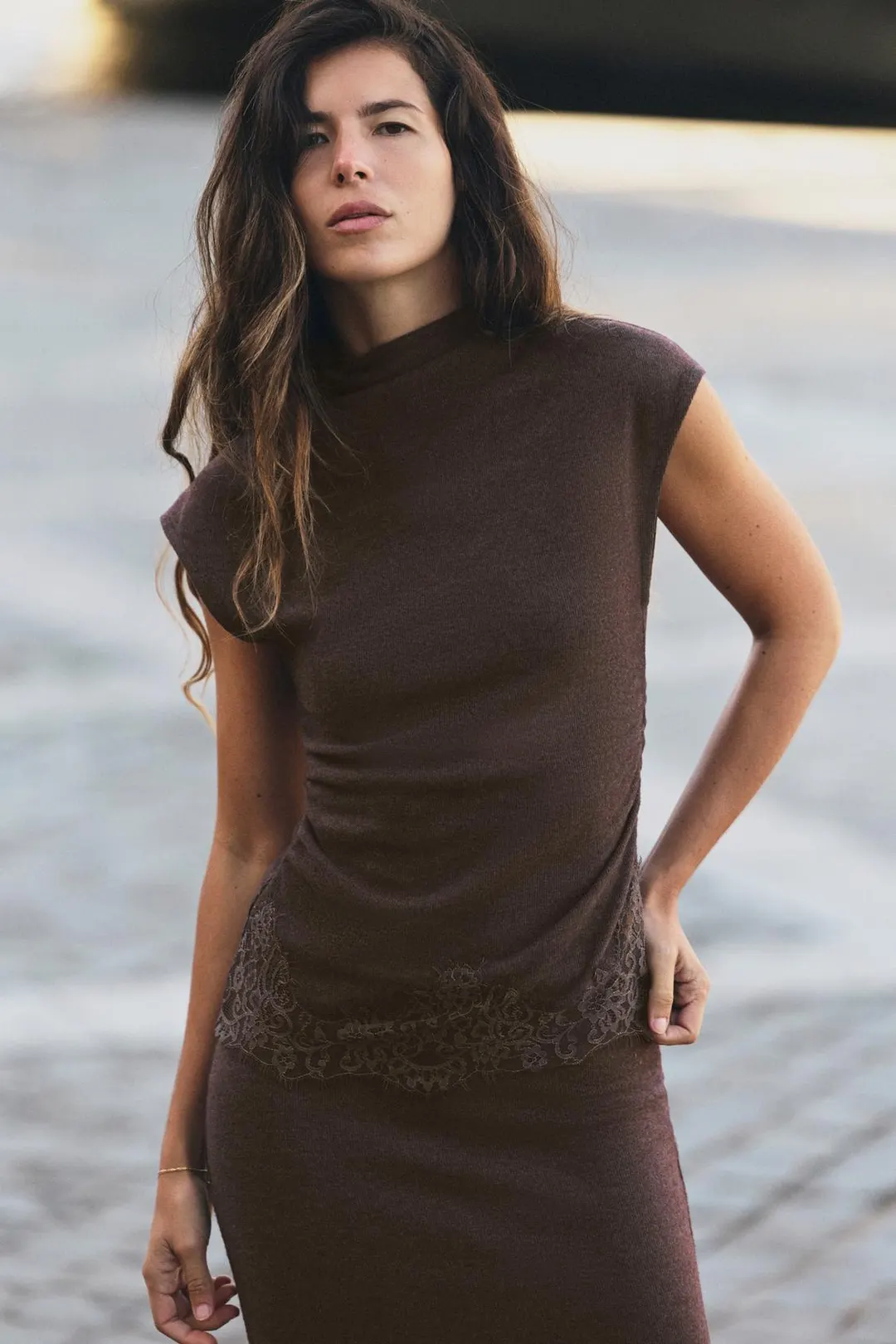 Мягкий кружевной топ, Zara