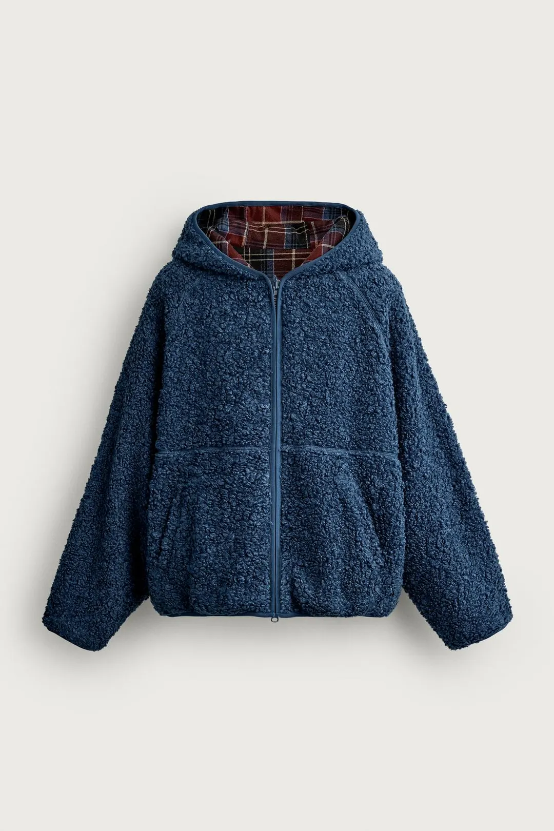 Куртка двусторонняя в клетку из искусственной овчины, Zara