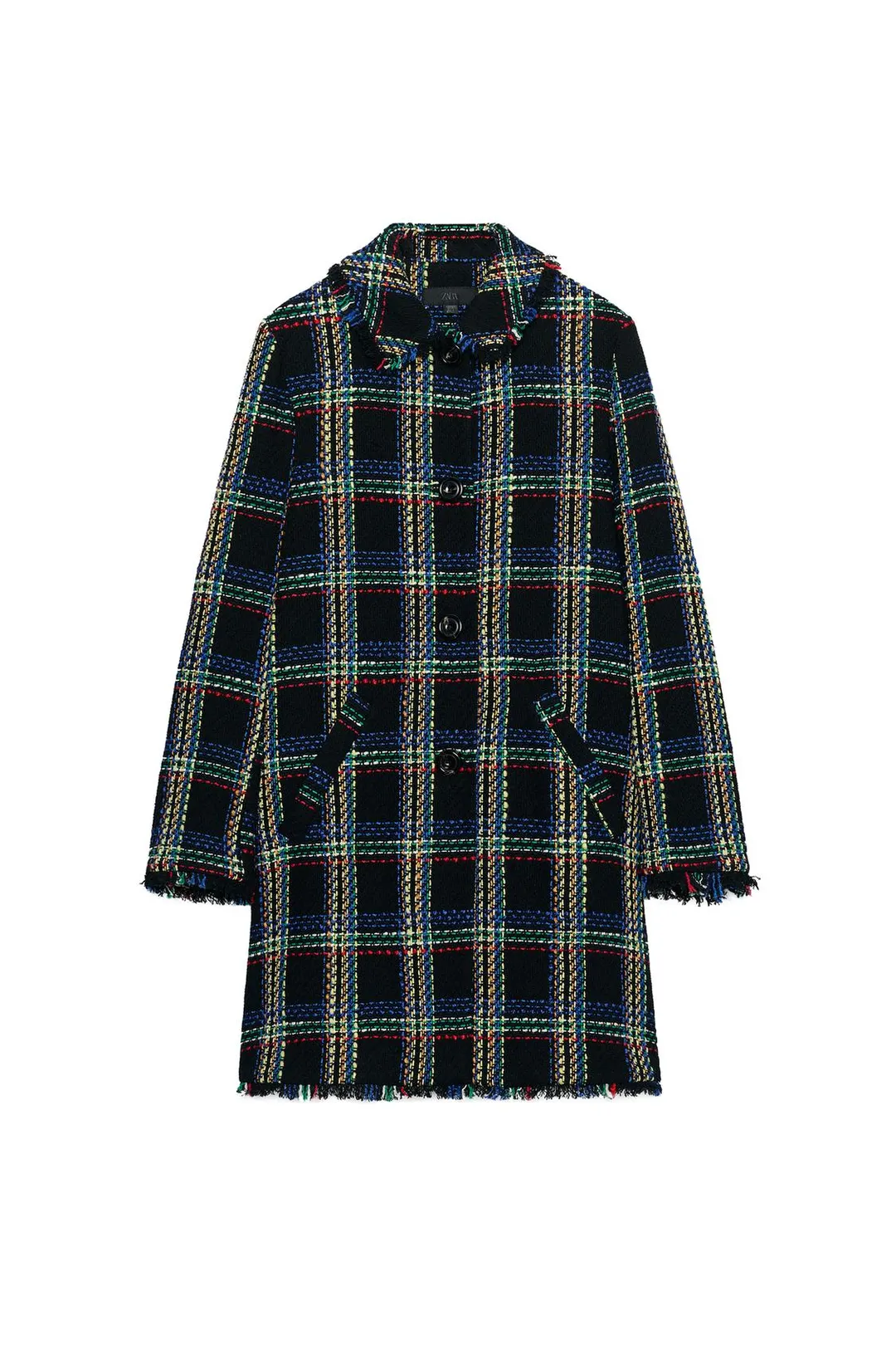 Пальто структурное в клетку, Zara